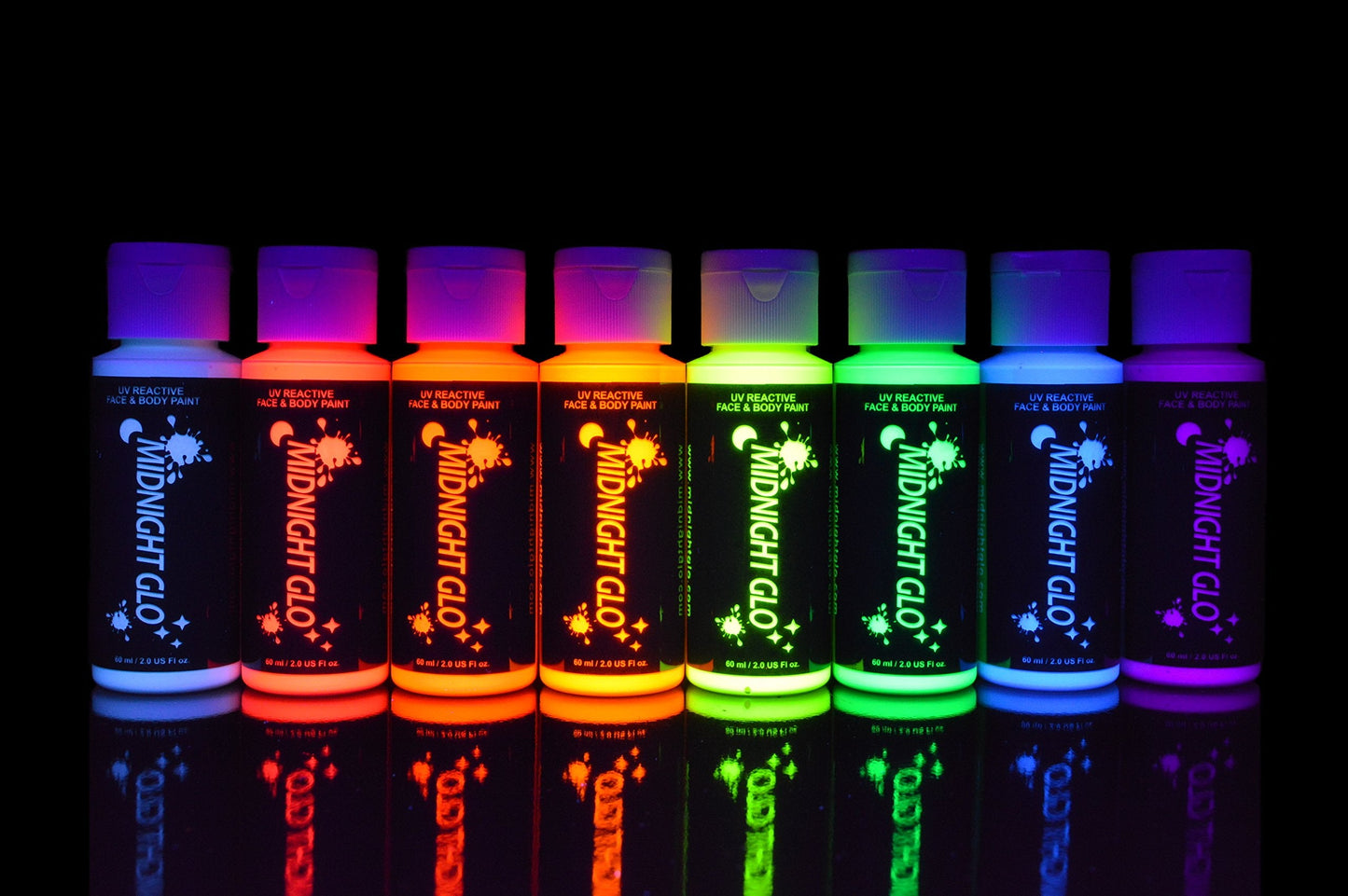 Midnight Glo UV Neon Face & Body Paint Glow - Blacklight Reactive Fluorescent Paint - Safe, Washable, Non-Toxic, Great For Raves, Parties, Festivals Beauty & Personal Care Midnight Glo