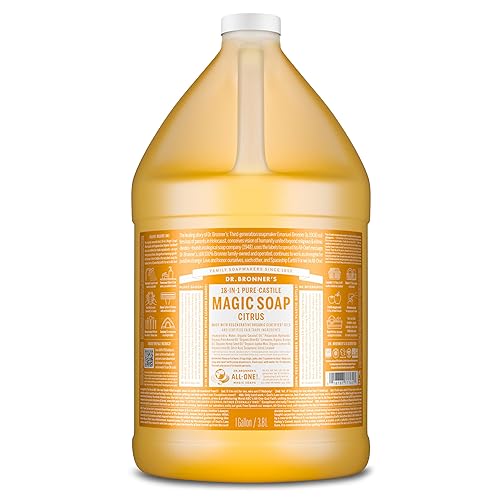 Dr. Bronner's Pure-Castile Magic Soap Liquid (Citrus, 1 Gallon) - Made with Regenerative Organic Certified Oils, 18-in-1 Uses: Face, Body, Hair Beauty & Personal Care Dr. Bronner's