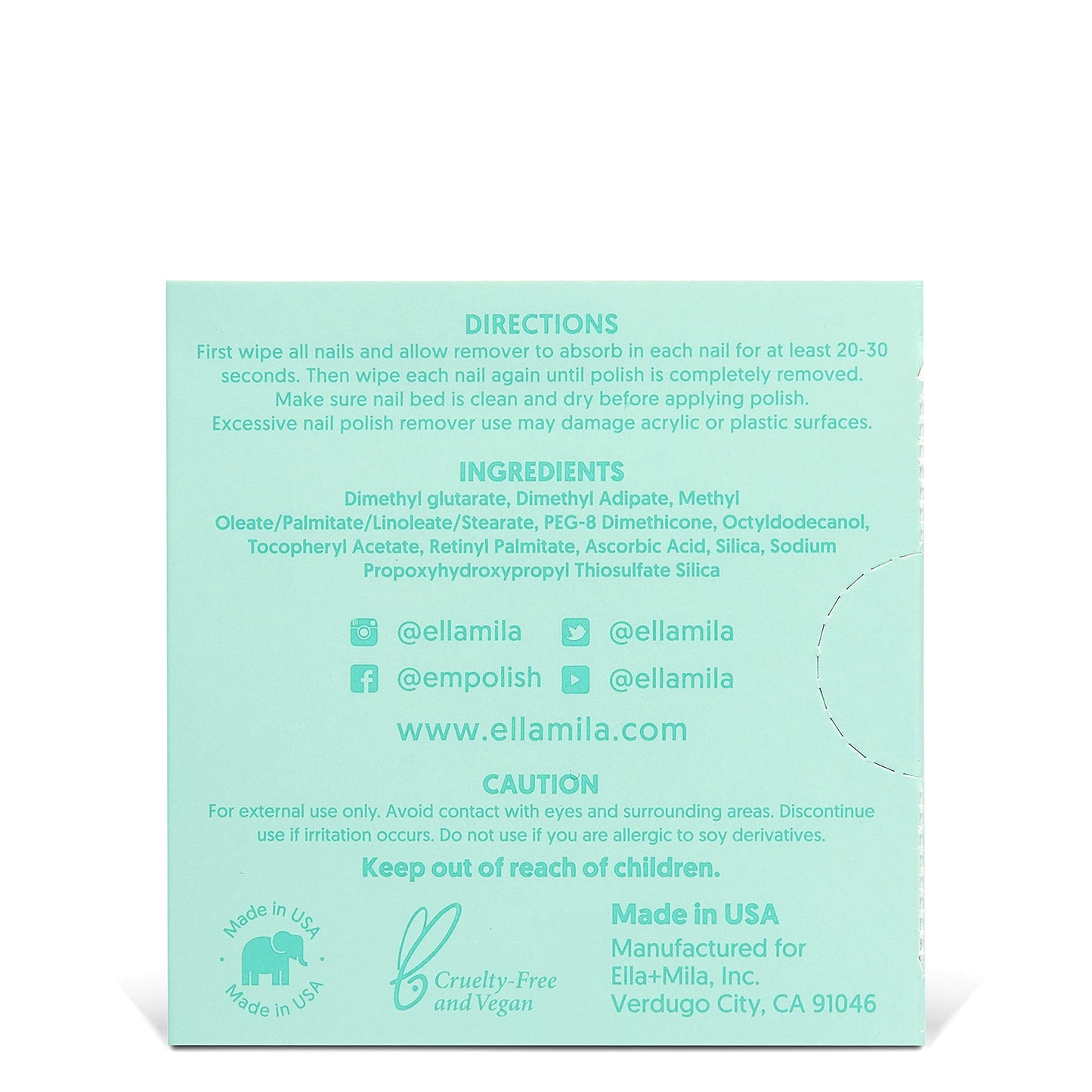 ella+mila Soy Nail Polish Remover Wipes - Non-Acetone, Non-Toxic Fingernail Polish Remover Pads - Travel Size, Individually Wrapped, Lint Free Beauty & Personal Care ella+mila