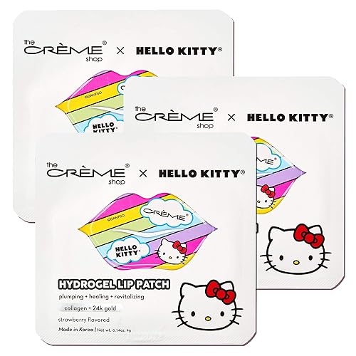 The Crème Shop x Hello Kitty Hydrogel Lip Patch | Strawberry Flavored, Collagen and 24k Gold, Remove Dead Skin, Moisturize lips, Pale Lip Treatment Beauty & Personal Care The Crème Shop