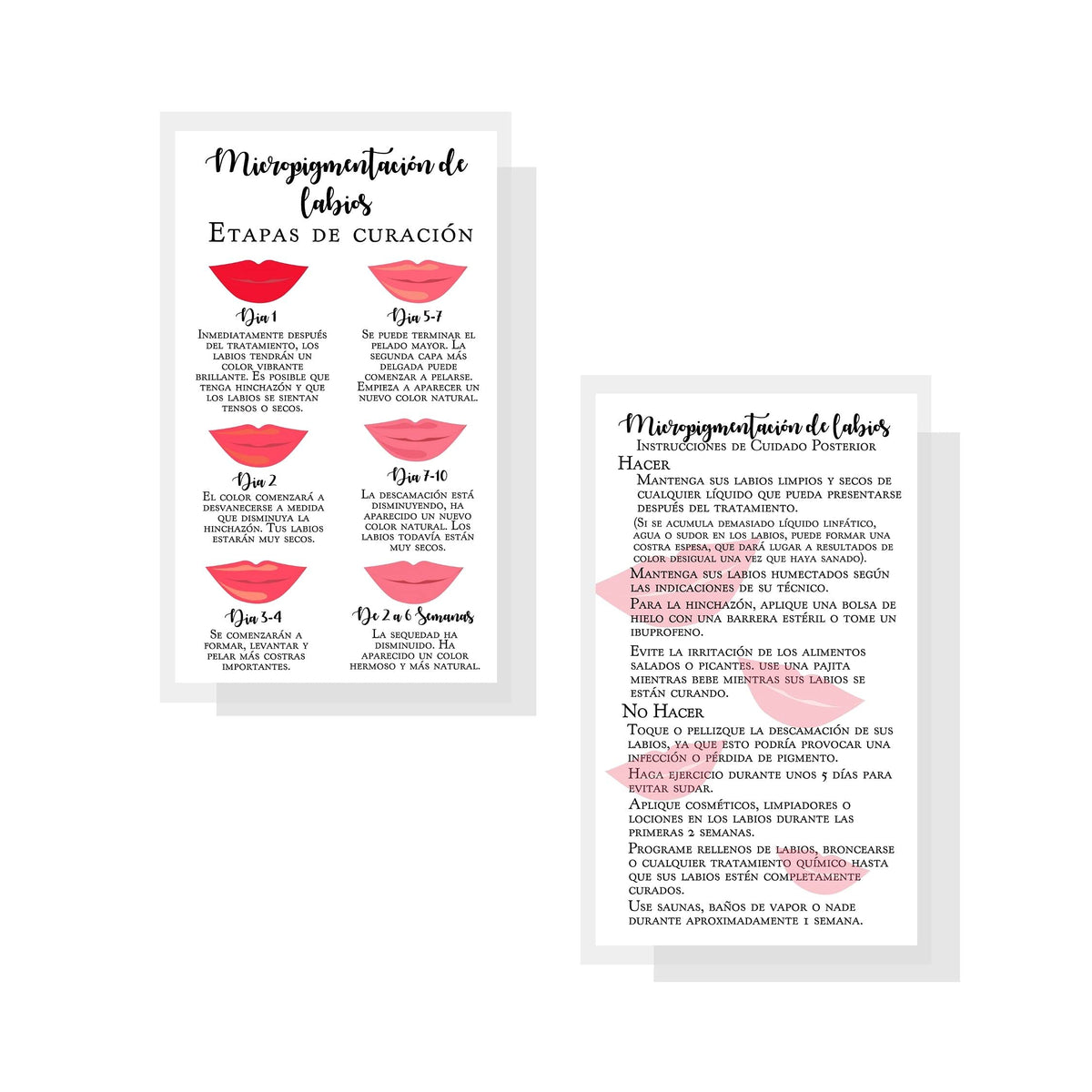 Boutique Marketing LLC Spanish Lip Blush Aftercare Card | Micropigmentación de Labios | 50 Pack | 2 x 3.5in inches Business Card | White with Red Lips Beauty & Personal Care Boutique Marketing LLC