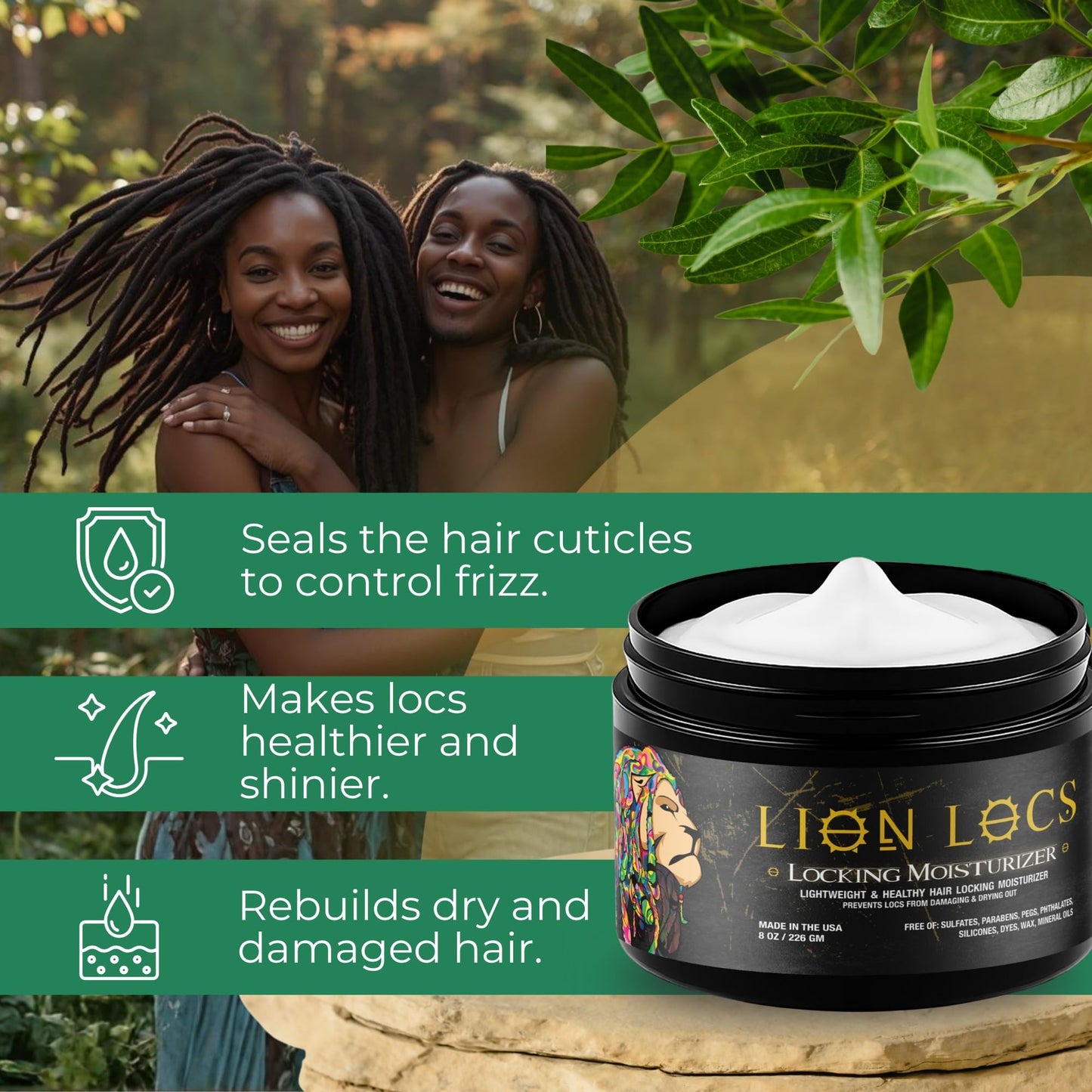 Lion Locs Hair Locking Dreads Moisturizer for Dreadlocks, Locks, Microlocs, Interlocks, Braids, Fauxlocs, Sisterlocks | - Large Container Residue Beauty & Personal Care Beard Gains
