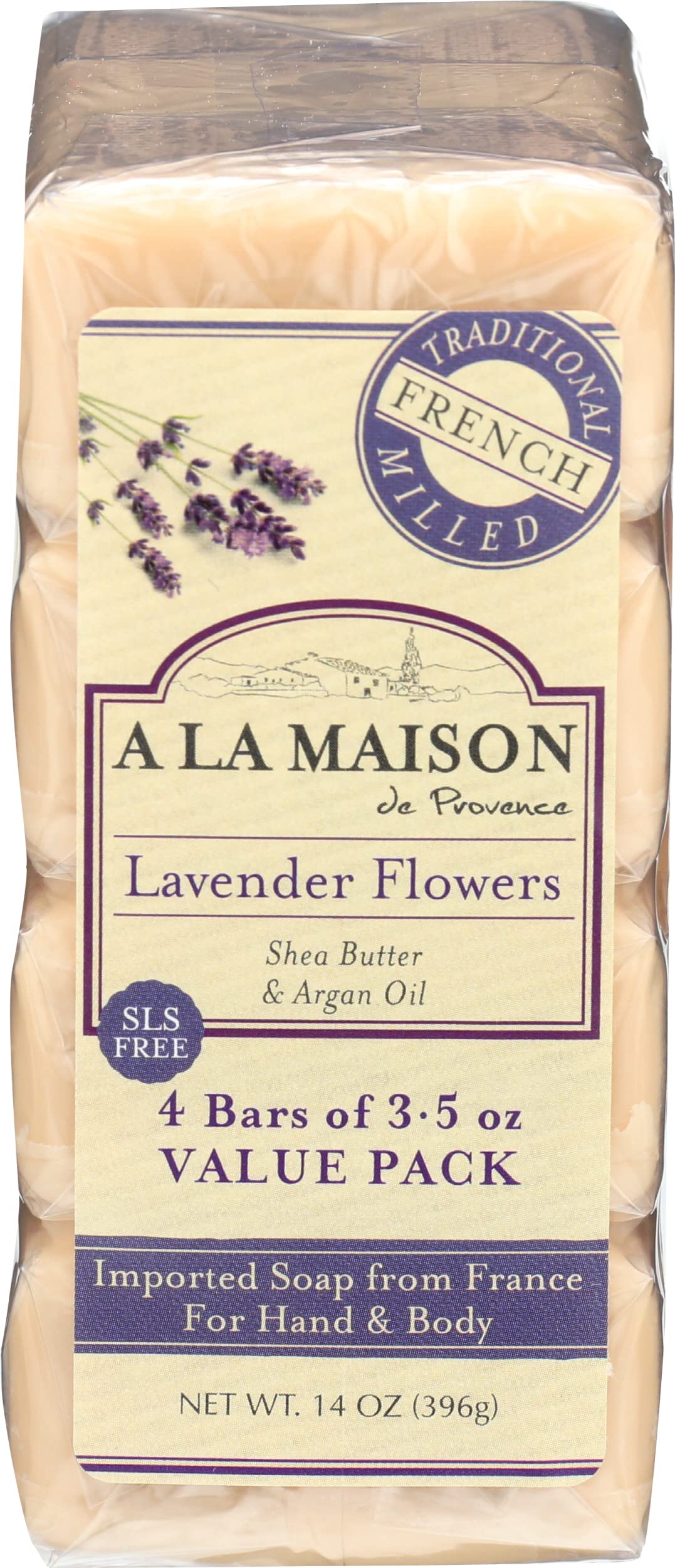 A LA MAISON Lavender Flower Bar Soap - Triple French Milled Natural Moisturizing Hand Soap Bar (4 Bars of Soap, 3.5 oz) Beauty & Personal Care A LA MAISON