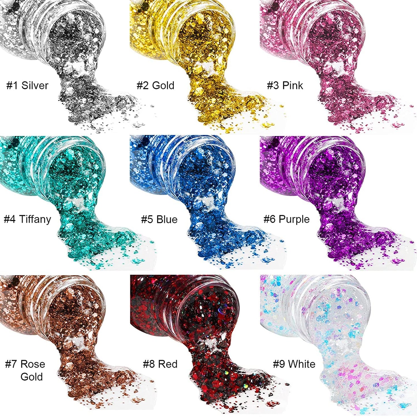 MAEPEOR Chunky Face Body Glitter Gel 19 Colors Mermaid Sequins Holographic Body Glitter Gel Long-Lasting Festival Makeup Glitter Paint for Face Body Beauty & Personal Care MAEPEOR