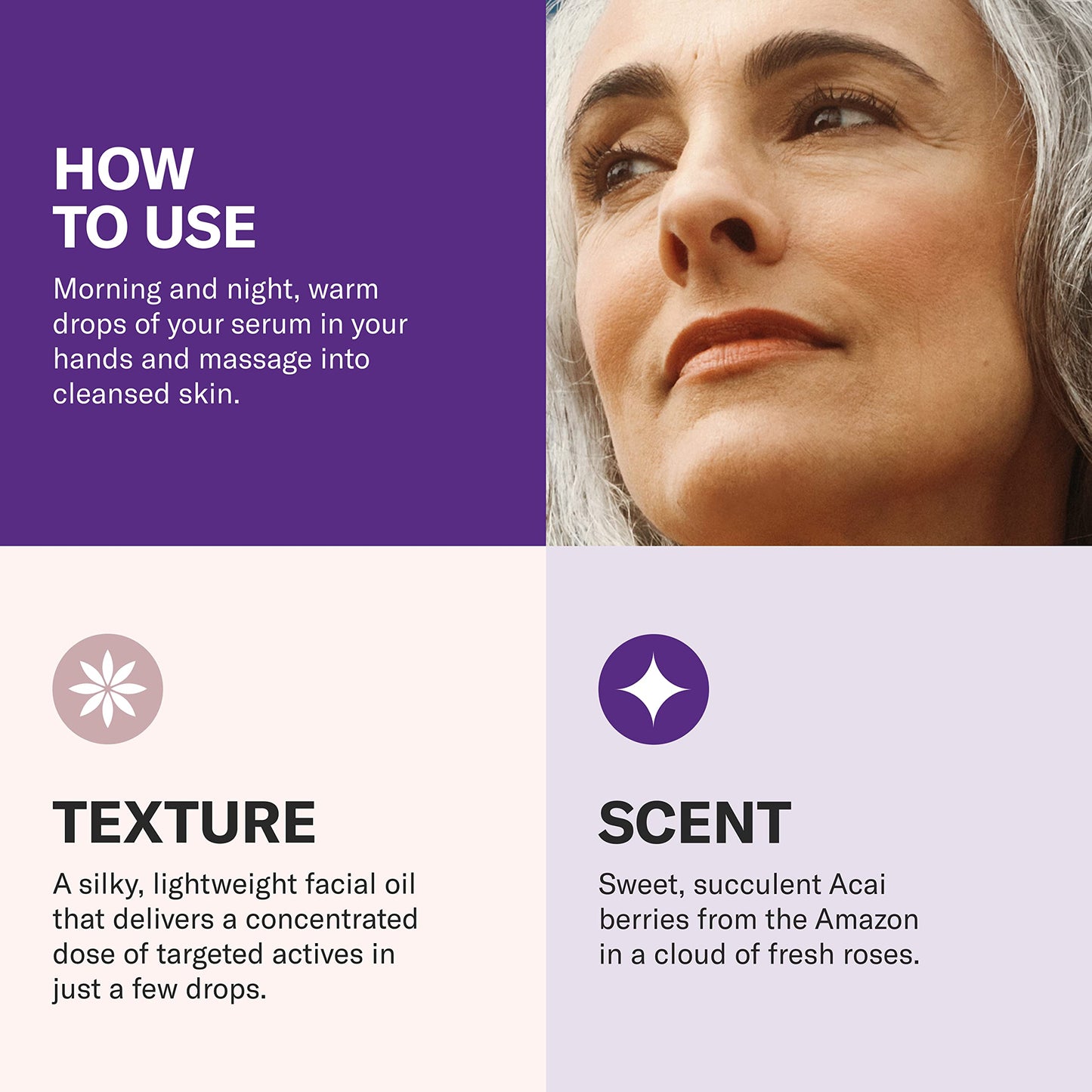 Odacité Anti Aging Serum Concentrate with Acai + Rose - Revitalizing Facial Oil, Youthful Glow, Improves Skin Tone, Wrinkles, and Firmness, Age Beauty & Personal Care ODACITE
