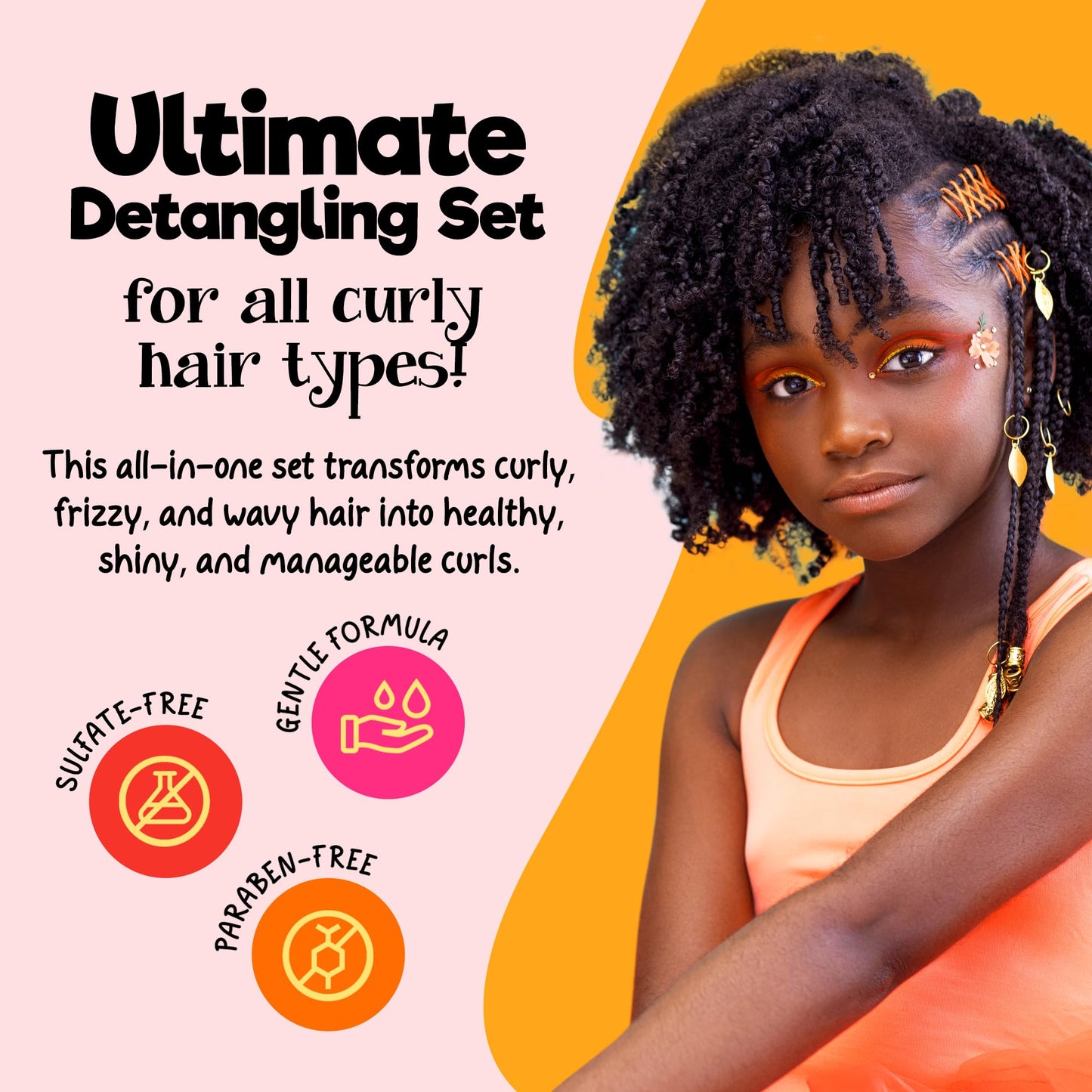 CurlyKids Super Detangle Spray Bundle with Hair Detangler Spray, Kids Shampoo, Conditioner, Gel & Creme for Curly, Frizzy, & Wavy Hair | Sulfate Beauty & Personal Care CurlyKids