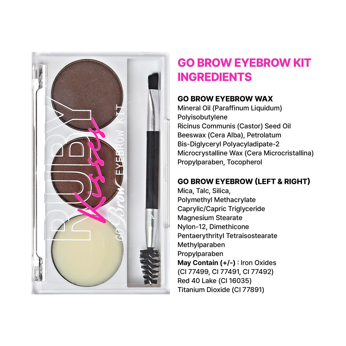 Ruby Kisses Go Brow Eyebrow Kit, Dual Shade Powder & Wax, Includes 3 Stencils, Perfect for Shaping & Defining, Natural Brow Look, Ideal for Sparse Beauty & Personal Care Ruby Kisses
