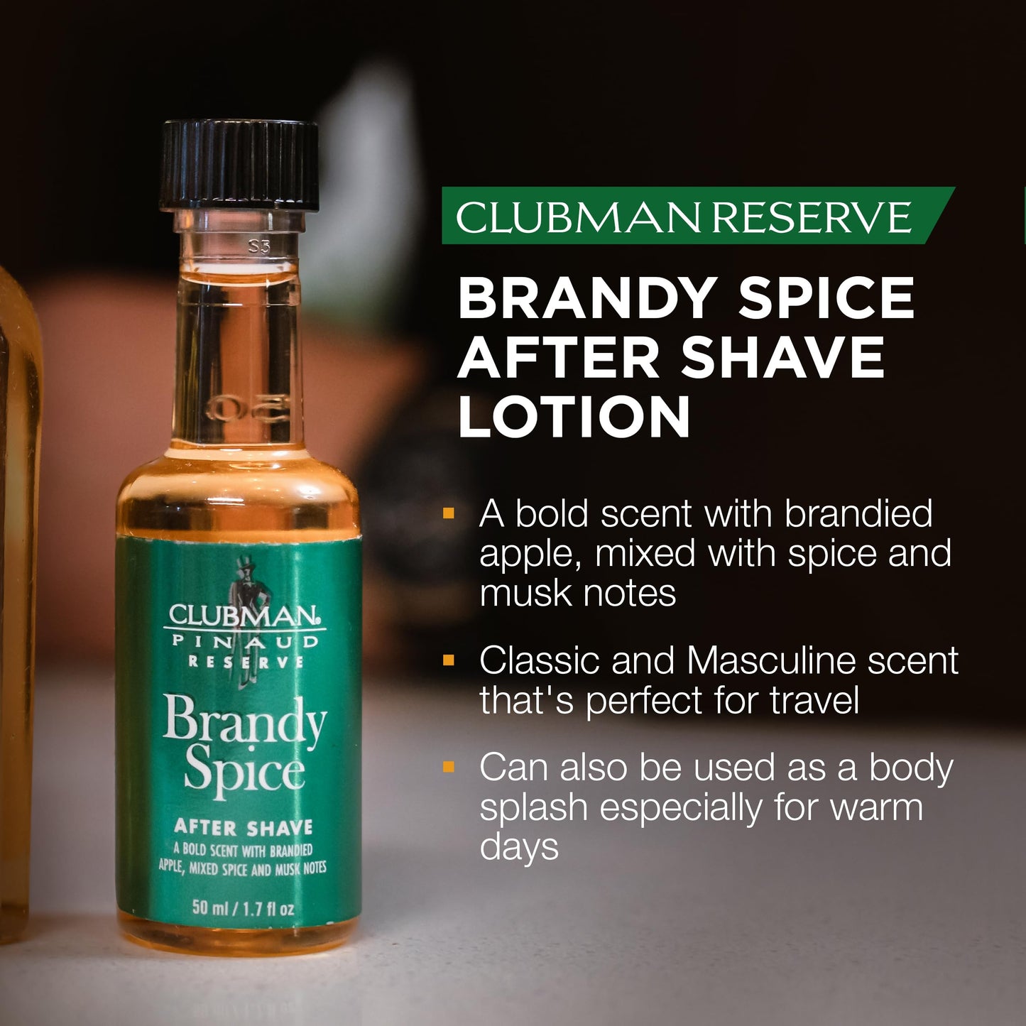 Clubman Reserve Brandy Spice After Shave Lotion - Instantly Cools, Tones & Refreshes Skin After Shaving, Aftershave for Men, 1.7 oz Beauty and Personal Care Clubman