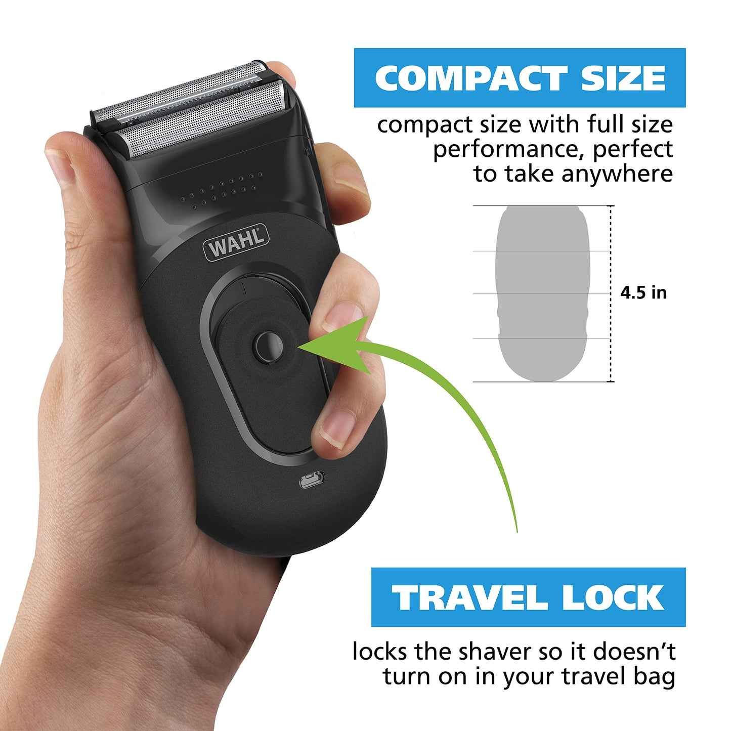 Wahl Compact Rechargeable Lithium Ion Shaver Kit with Hygienic Rinseable Foils & Cutter Bar with Dual Flexible Foils that Move with the Contours Beauty and Personal Care Wahl