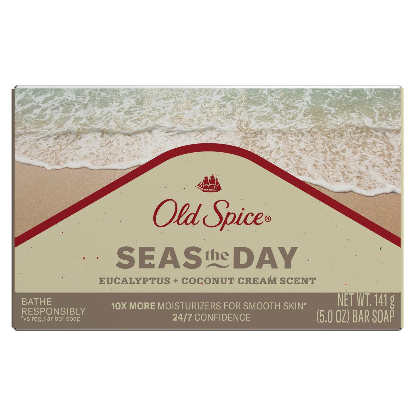 Old Spice Men's Bar Soap, Seas The Day Eucalyptus and Coconut Cream Scent, 10x More Moisturizers for Smooth Skin with Mild Exfoliators & Plant Based Beauty & Personal Care Old Spice