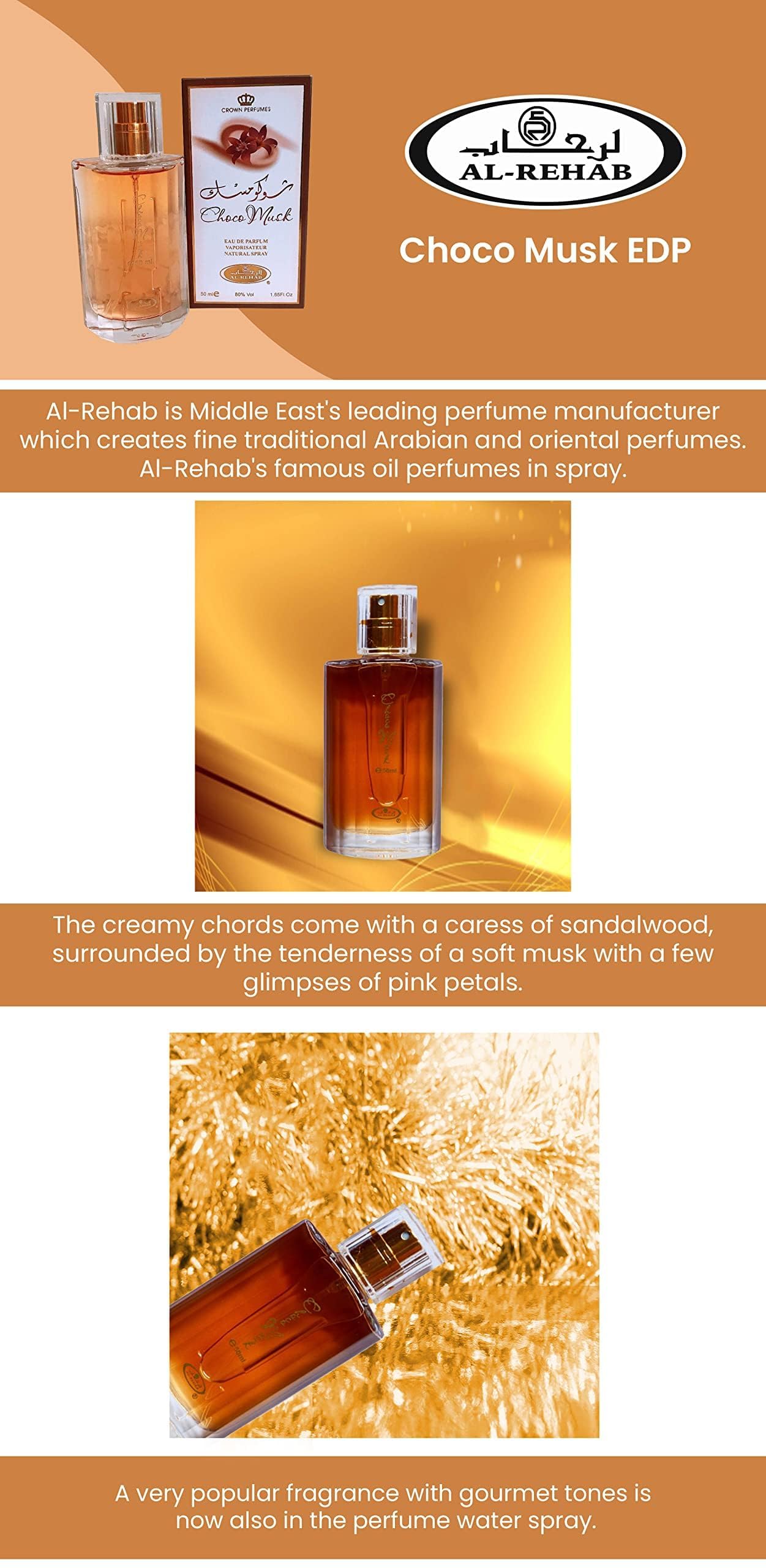 Al-Rehab Choco Musk - Al-Rehab Eau De Spray Perfume (50 ml/1.65 fl. oz)- 2 pack Beauty & Personal Care Al-Rehab