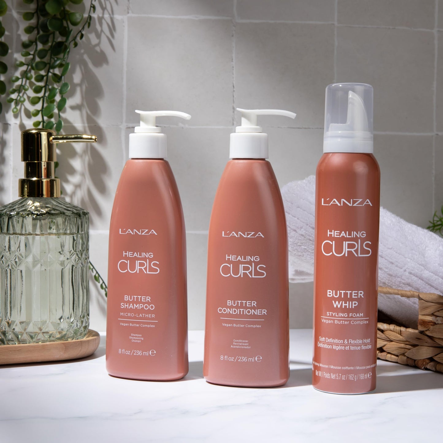 L'ANZA Healing Curls Trio Hair Kit, Curly Hair Shampoo and Conditioner with Curl Defining Styling Foam in a Gift Box, Luxury Hair Care Kit for Curly Beauty & Personal Care L’ANZA
