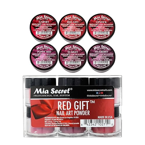 Mia Secret Red Gift Nail Art Powder - 6 Piece Collection - 1/4 Ounce Each Beauty & Personal Care Mia Secret