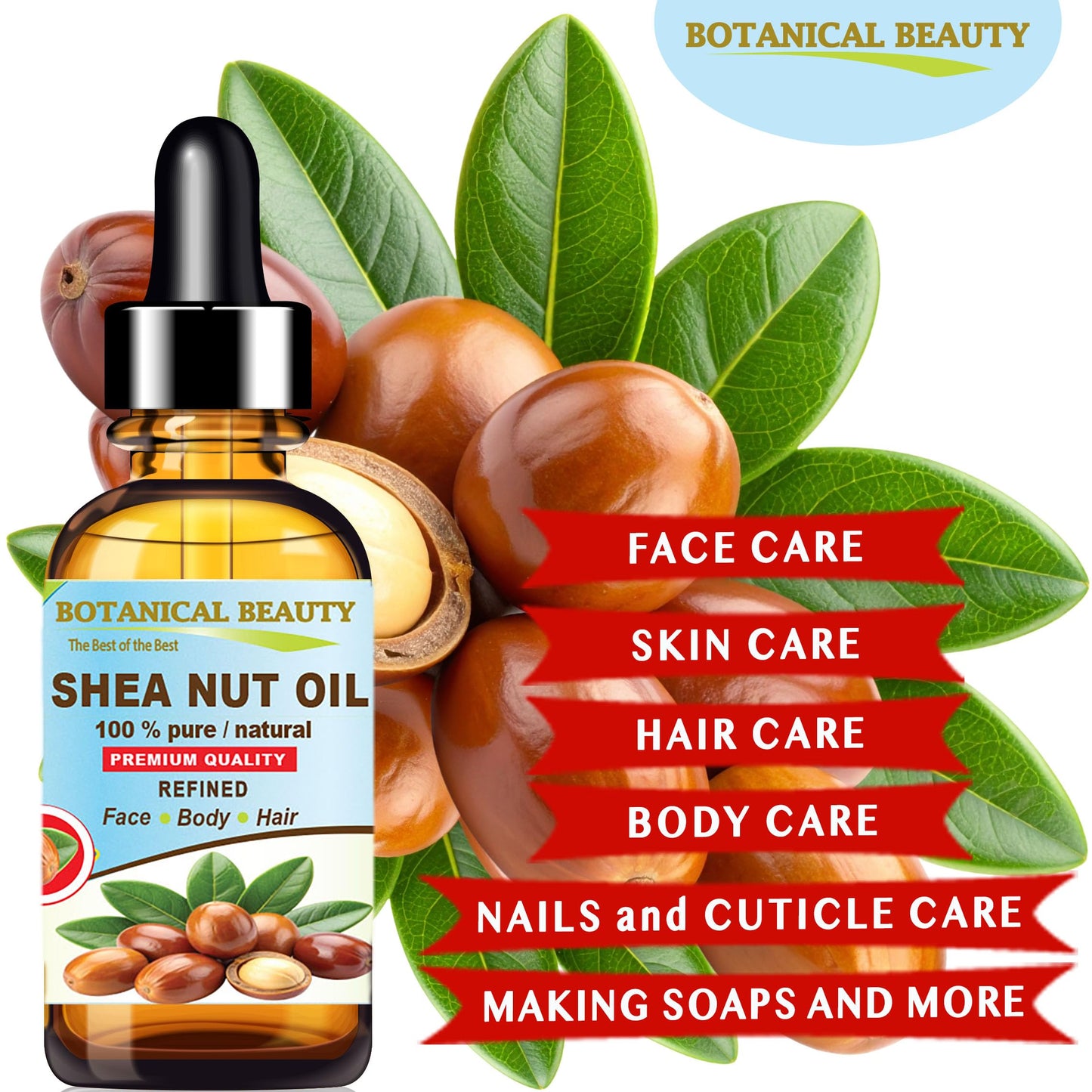 Botanical Beauty SHEA NUT OIL 100% Pure Natural Undiluted Refined Cold Pressed Carrier Oil for Face, Skin, Hair, Lip, Nails. (Karite) Nut Oil. Rich in Beauty & Personal Care Botanical Beauty