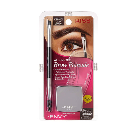 iEnvy by KISS All-In-One Brow Pomade Dark Brown KBPM01 Waterproof Long Lasting Mirror Cap Stencils Included Beauty & Personal Care i•ENVY