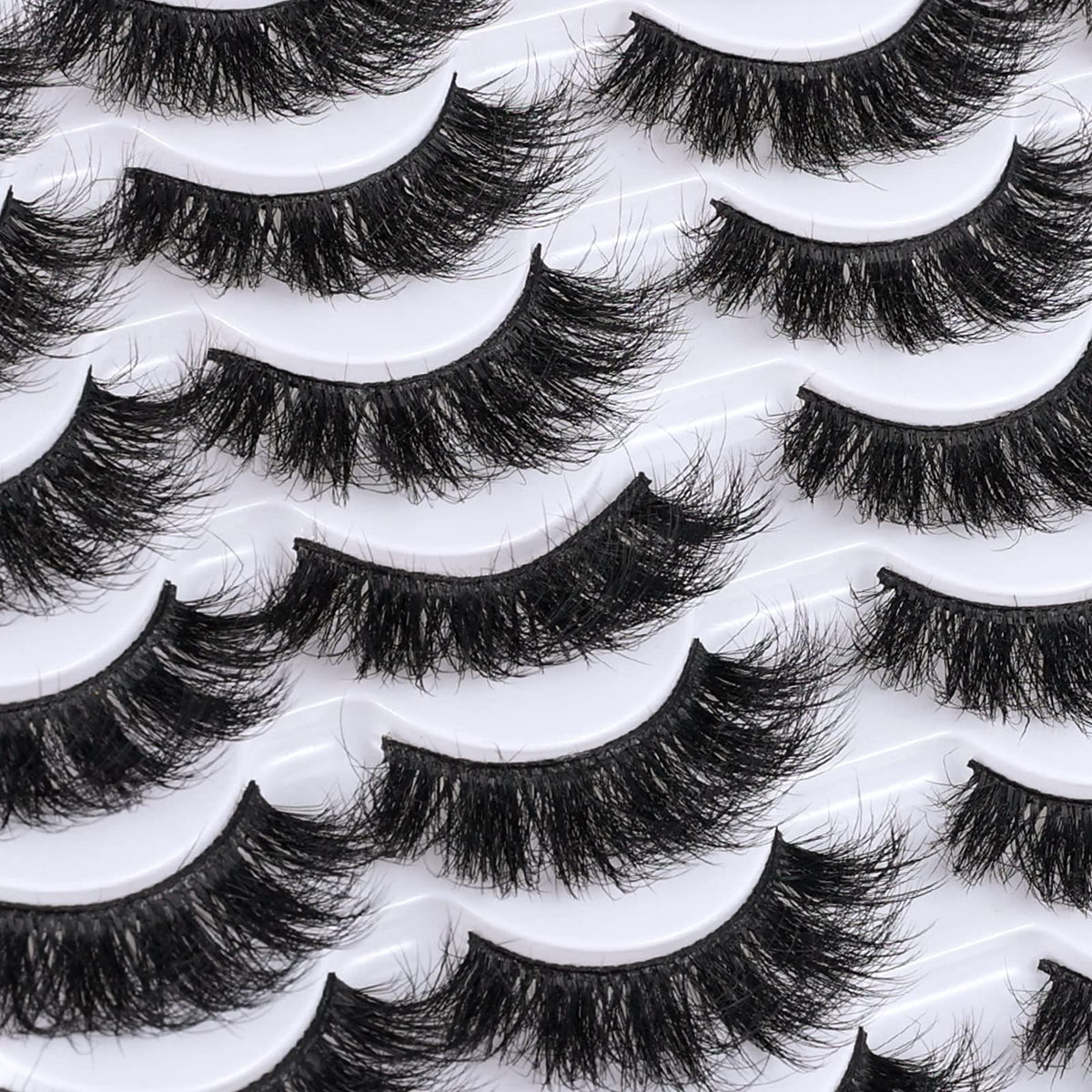 Mebver Lashes Eyelashes 8D Fluffy False Eyelashes Wispy Faux Mink Lashes Light Weight Fake Eyelashes Cat Eye Lashes 14 Pairs Pack Beauty & Personal Care Mebver