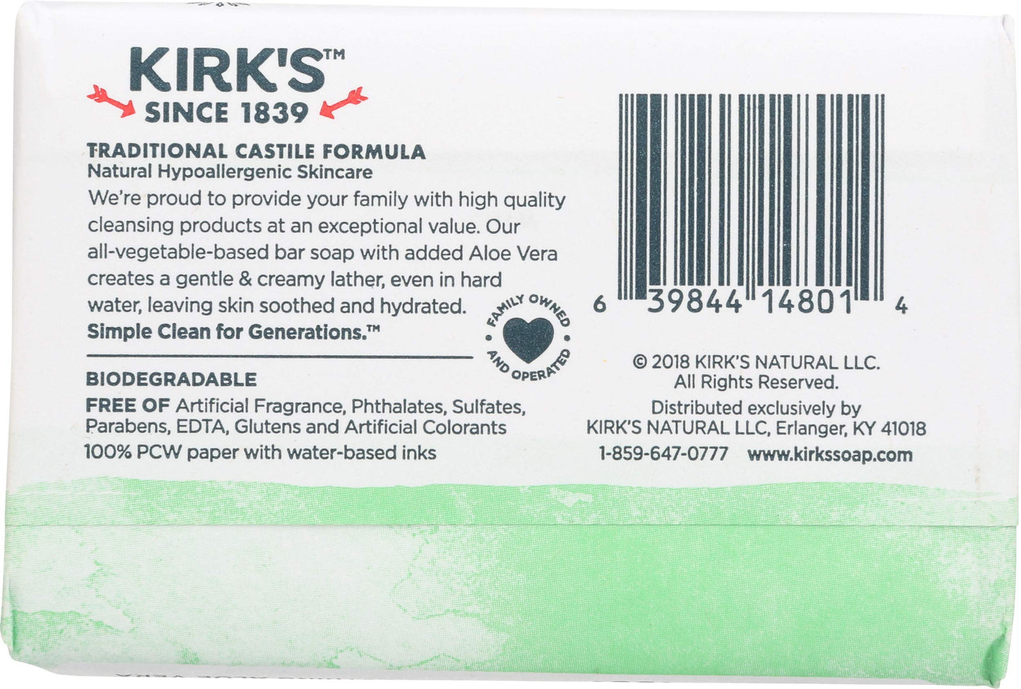 Kirk's Original Coco Castile Bar Soap Soothing Aloe Vera, 4 Oz Beauty & Personal Care Kirk's