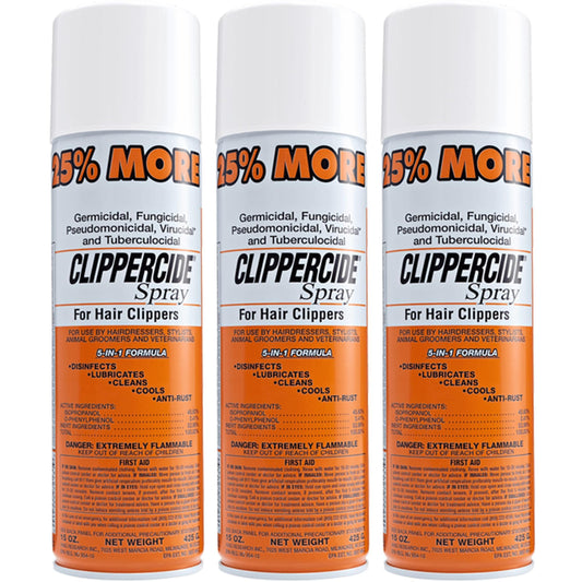 CLIPPERCIDE 5-in-1 Clipper Disinfectant Spray 15oz, 3 Pack | Cleans, Lubricates, Cools, Prevents Rust & Disinfects | Professional Clipper Spray Beauty and Personal Care CLIPPERCIDE Default Title