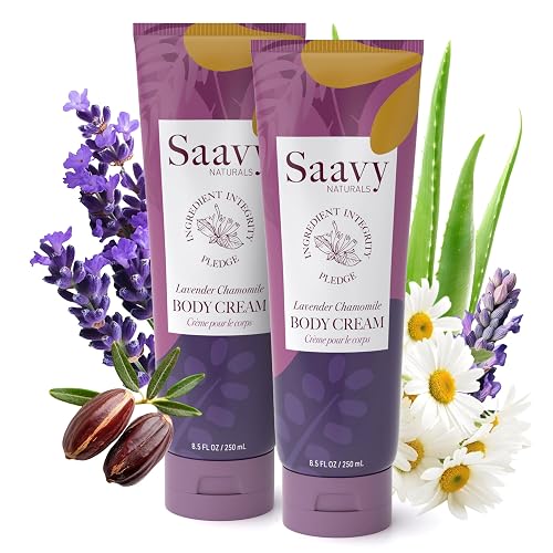 Saavy Naturals Deeply Hydrating Body Cream for Dry Skin - Nourishing Shea Butter, Plant-Based & Sustainably Sourced - Lavender Chamomile - 8.5 fl oz Beauty & Personal Care Saavy Naturals