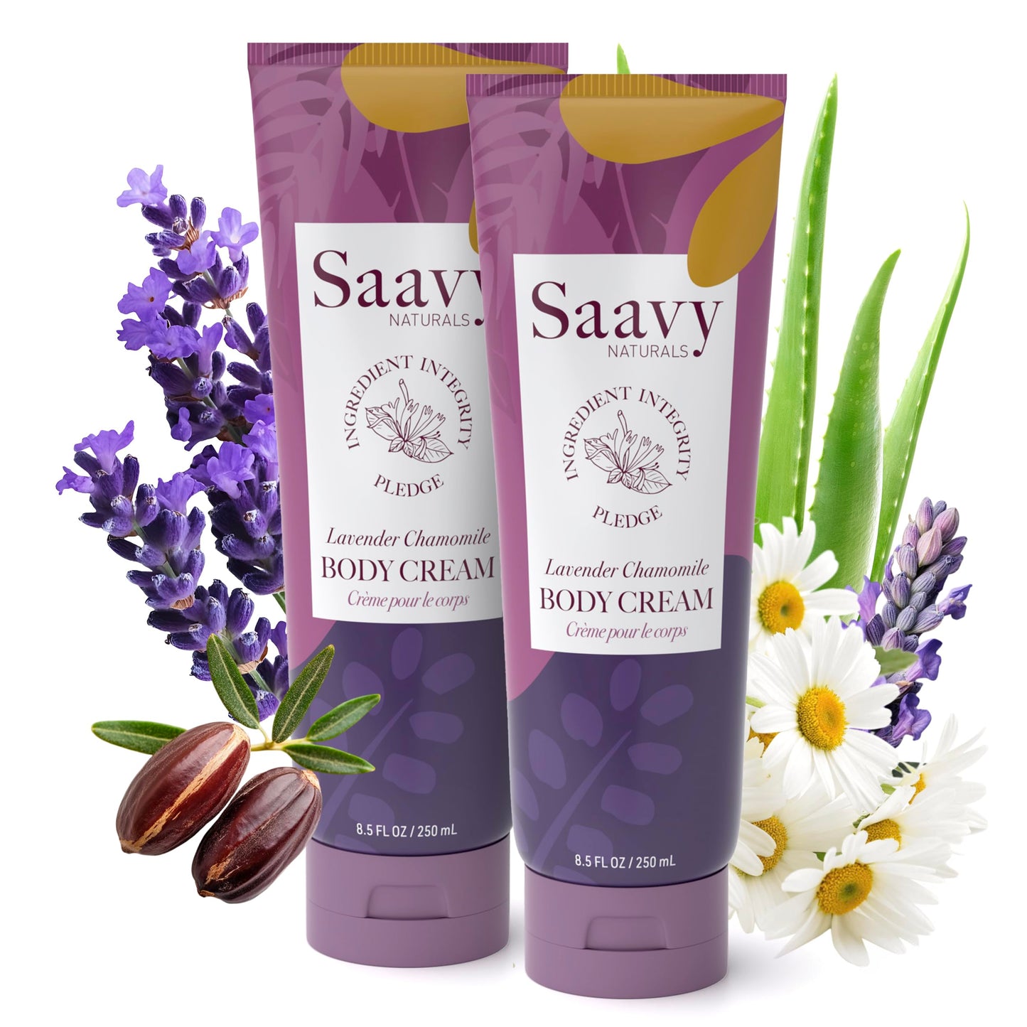 Saavy Naturals Deeply Hydrating Body Cream for Dry Skin - Nourishing Shea Butter, Plant-Based & Sustainably Sourced - Lavender Chamomile - 8.5 fl oz Beauty & Personal Care Saavy Naturals