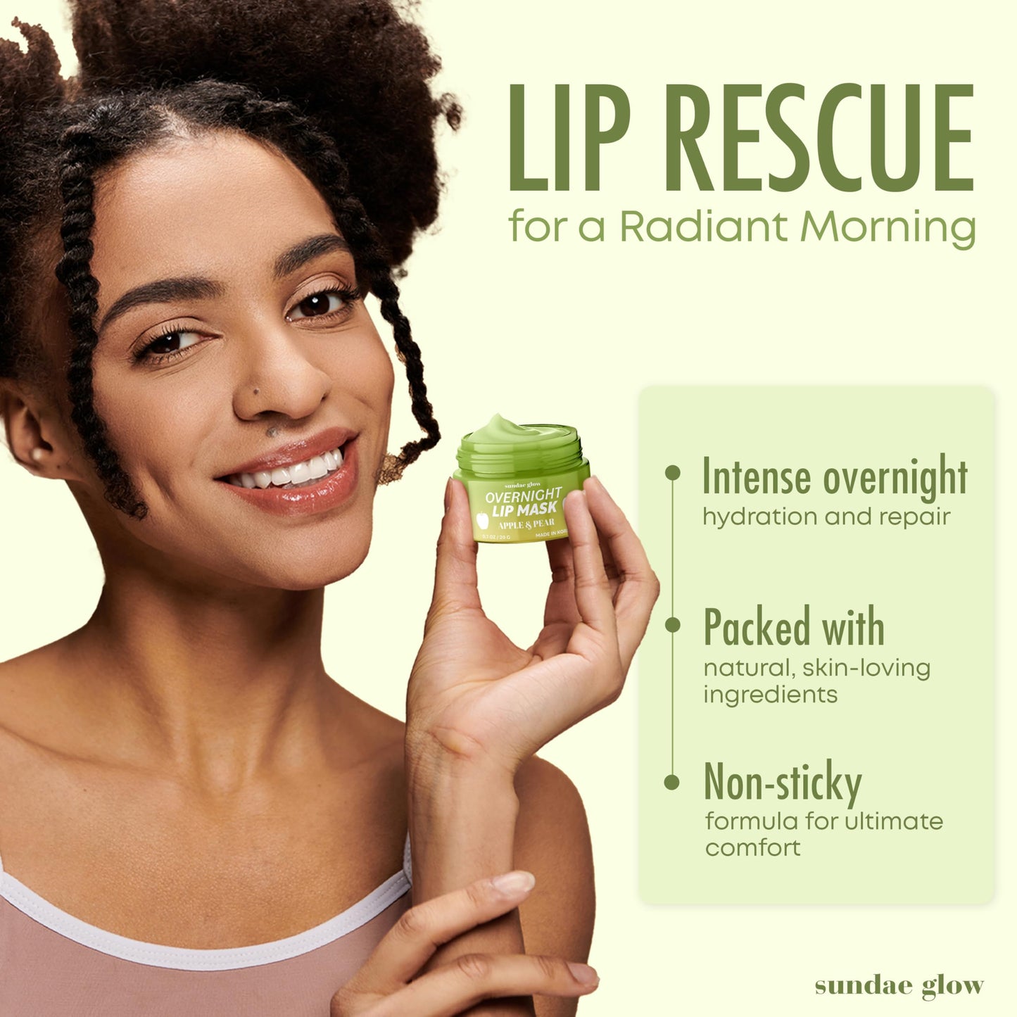 Sundae Glow Apple & Pear Lip Mask Overnight Treatment - Dermatologist Tested, Korean Skin Care - Deep Moisture & Lip Hydration Repair with Shea Butter Beauty & Personal Care Sundae Glow