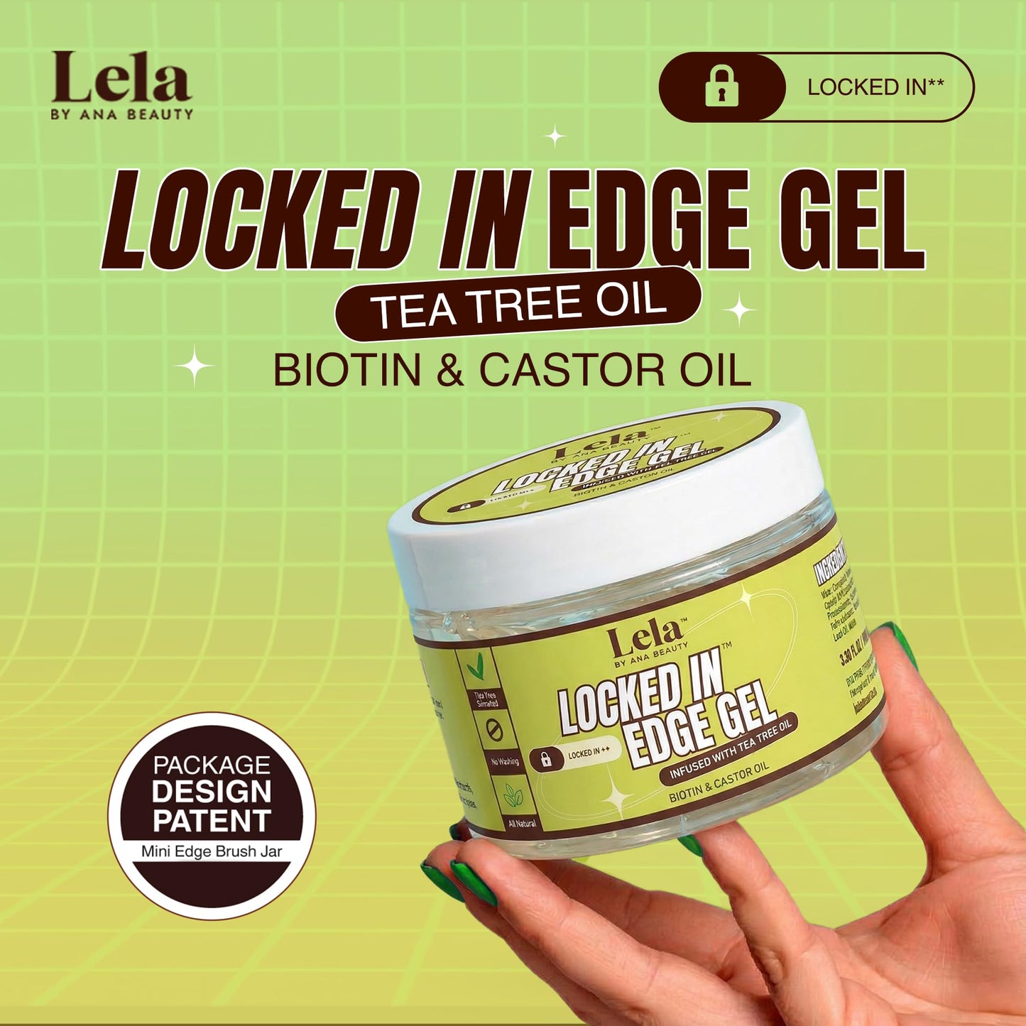 Lela Beauty Locked In™ Edge Gel with Tea Tree, Biotin & Castor Oil - Travel Friendly Styling with Mini Edge Brush - Long Lasting & Non-Flaking Beauty & Personal Care LELA by Ana Beauty