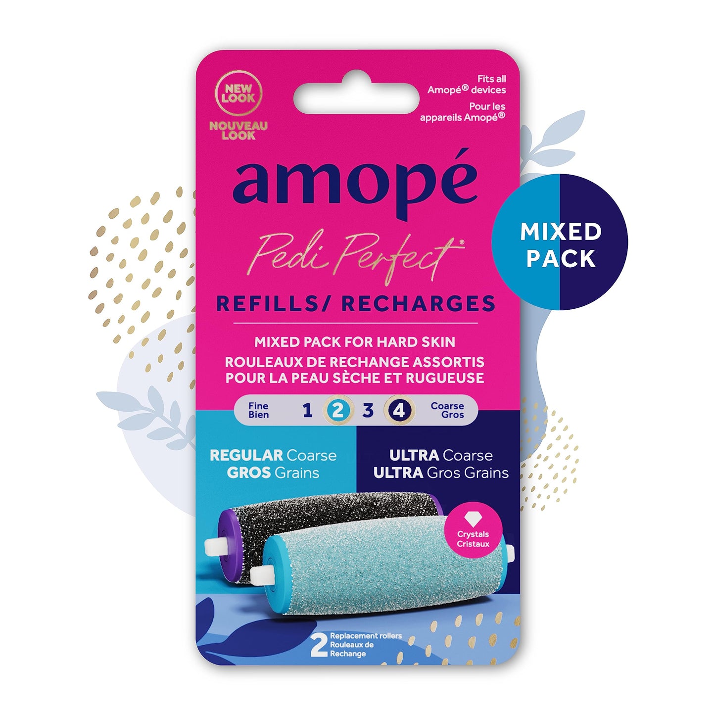 Amope Pedi Perfect Electric Callus Remover Foot File Roller Head Refills, with Diamond Crystals, Removes Hard & Dead Skin, Mixed Pack for Hard Skin, 1 Beauty & Personal Care Amope