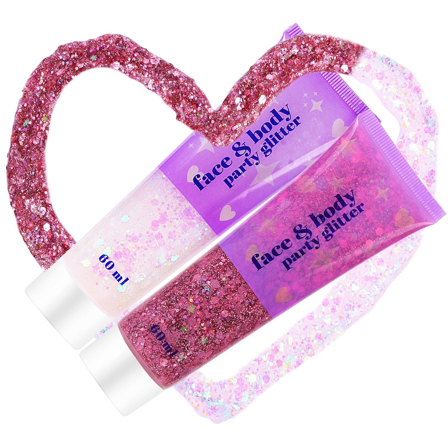ANGXILIN High Capacity 60+60ML Chunky and Fine Mixed Face Body Glitter with Gel for Singer Concerts Rave Party Makeup,Quick Dry and Long Lasting Beauty & Personal Care ANGXILIN
