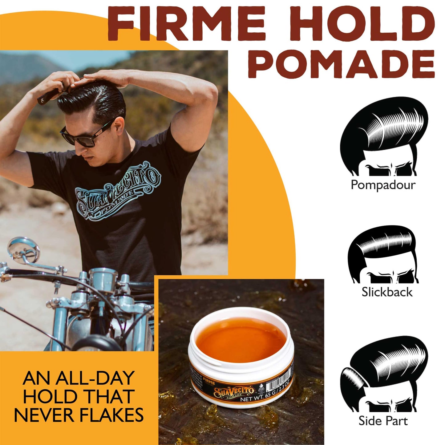 Suavecito Pomade Firme (Strong) Hold 2.3 oz, 1 Pack - Pomade For Men - Medium Shine Water Based Wax Like Flake Free Hair Gel - Easy To Wash Out - All Beauty & Personal Care Suavecito