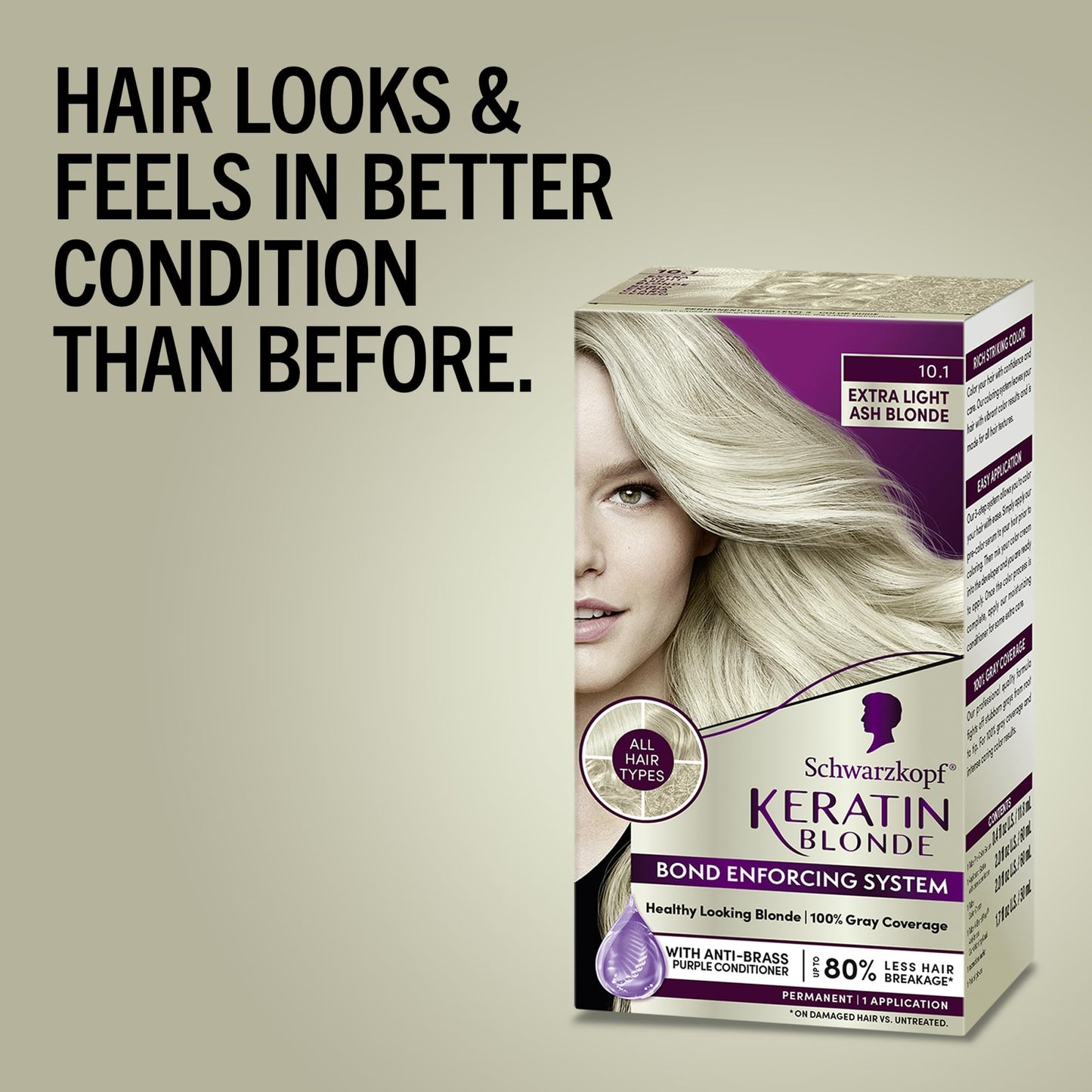 Schwarzkopf Keratin Color Permanent Hair Color, 10.1 Extra Light Ash Blonde, 1 Application-Salon Inspired Permanent Hair Dye, for up to 80% Less Beauty & Personal Care Schwarzkopf