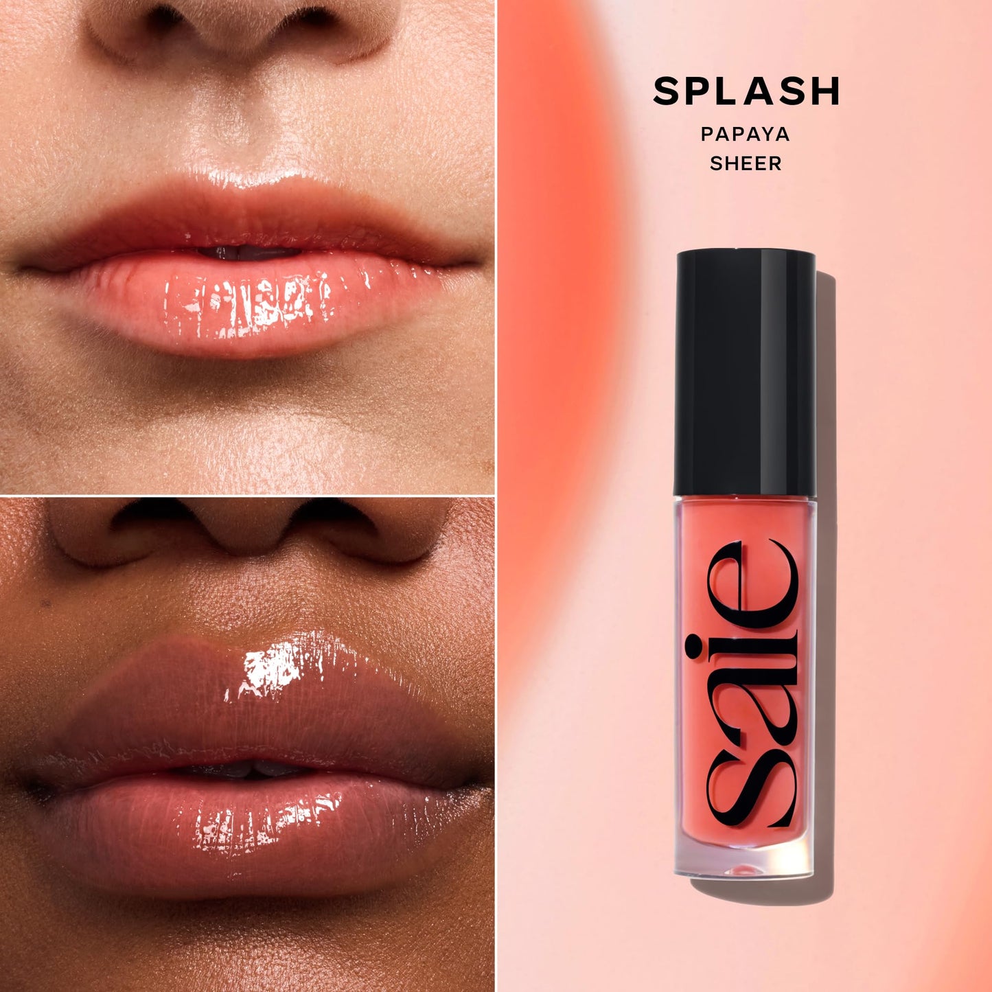 Saie Glossybounce - Hydrating Lip Gloss and Tinted Lip Oil Hybrid with Hyaluronic Acid & Jojoba Oil for Non-Sticky, Ultra-Shiny, Plump & Soft Lips - Beauty & Personal Care Saie