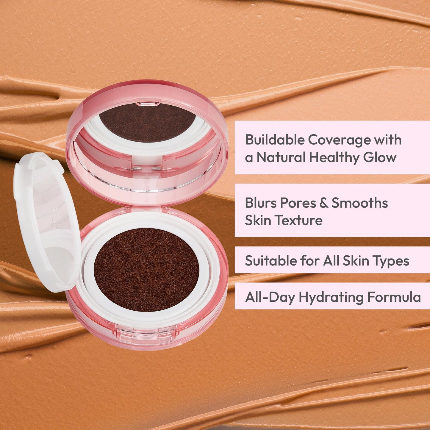 Ruby Kisses Cushion Foundation, Full Coverage Korean Makeup, Lightweight & Long Lasting, All Day Natural Glowy Finish for All Skin Types with Beauty & Personal Care Ruby Kisses