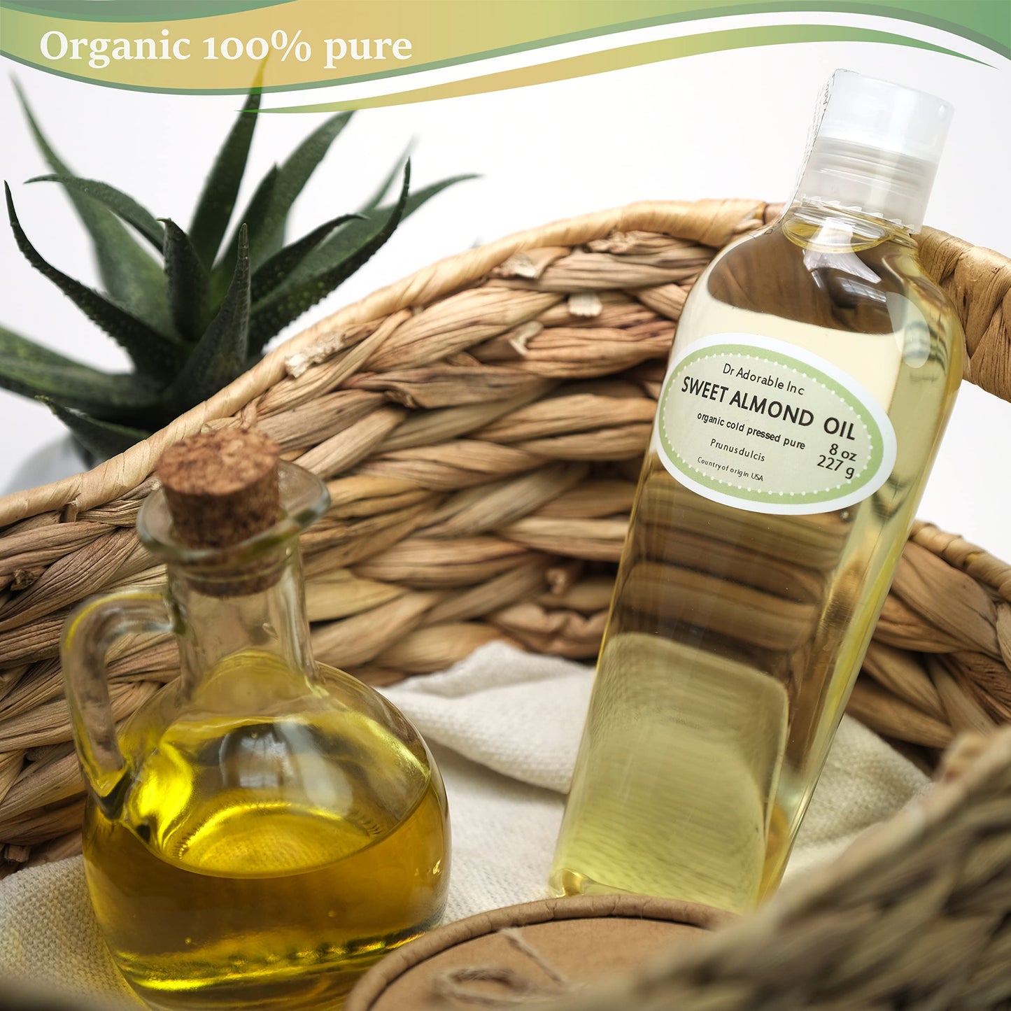 Dr Adorable - 8 oz - Sweet Almond Oil - 100% Pure Natural Organic Cold Pressed Beauty & Personal Care Dr Adorable