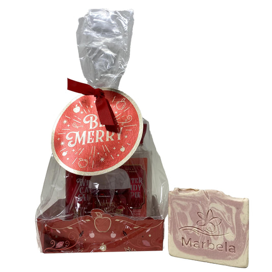 Bath & Body Works Be Merry Winter Candy Apple Mini 3 Piece Gift Bag Set with a Himalayan Salts Springs Sample Soap - Beauty and Personal Care Bath & Body Works