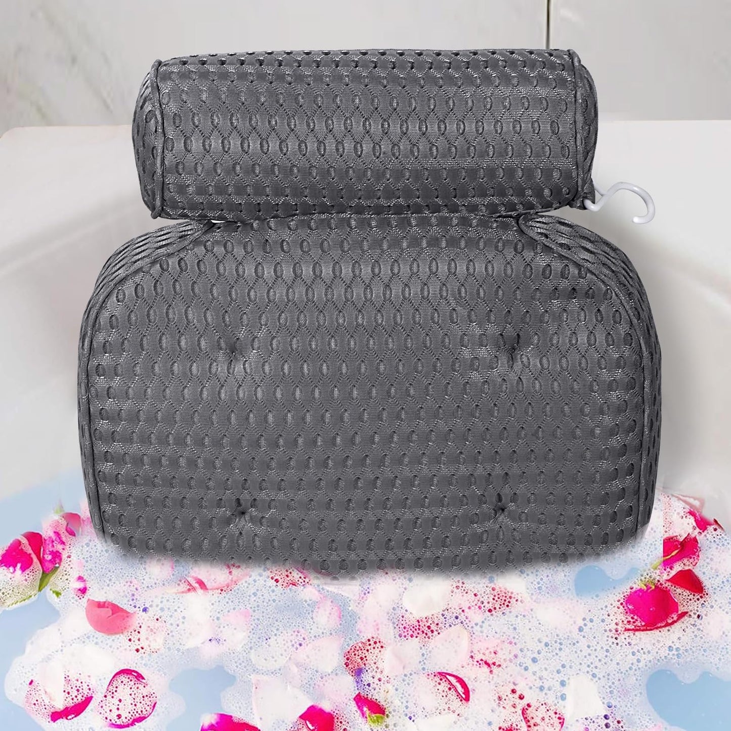 Bath Pillow for Tub Support Neck and Back, Bathtub Pillow Bath Accessories for Bathtub Women, Hot Tub Accessories for Adults Gray Beauty and Personal Care YIGO MASTER