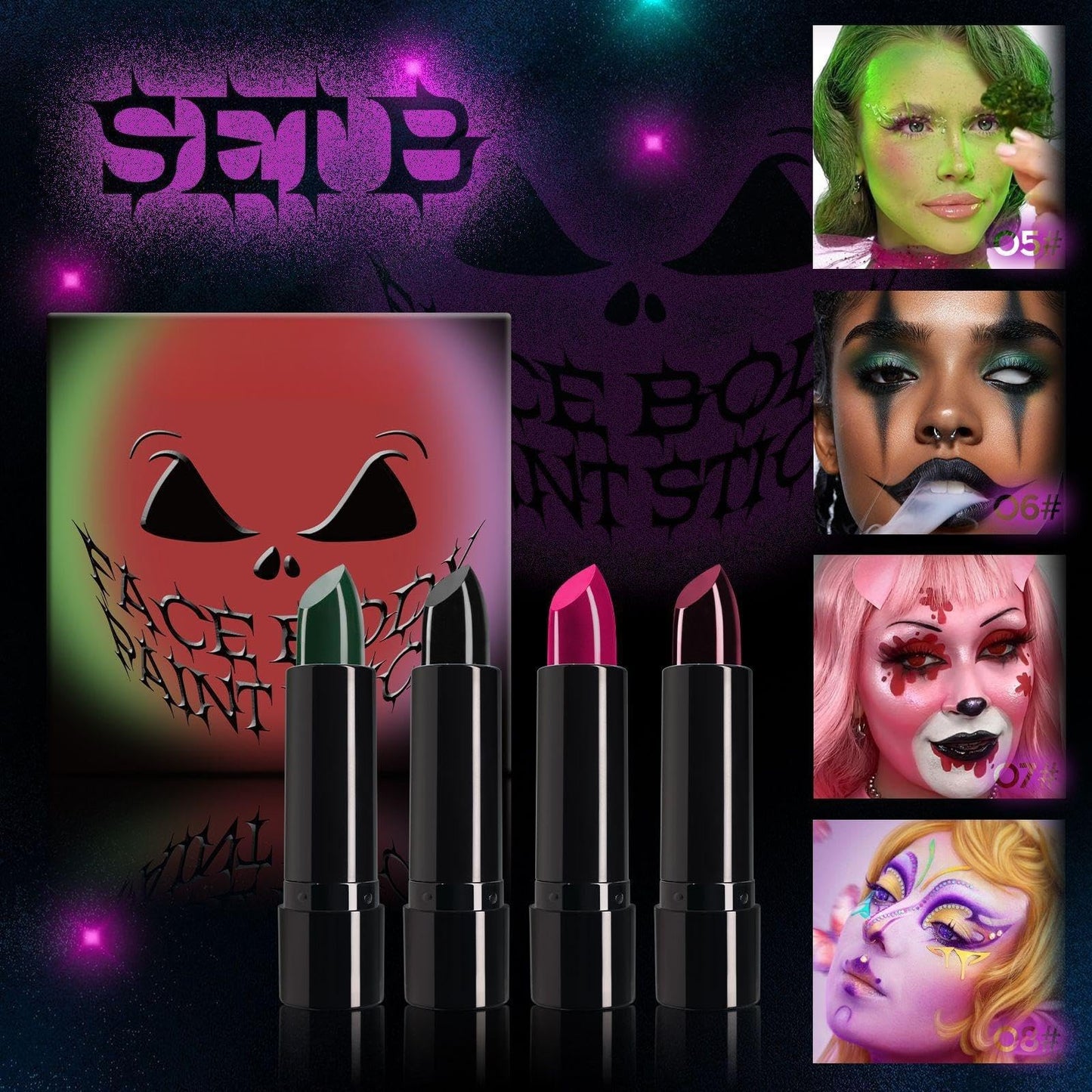 Halloween Face Paint Kit, 4 Colors Lipstick Set?Water-Based Non-Toxic Makeup for Face & Body | Easy Wash Off for Costume Parties, Kids, Adults Beauty & Personal Care iACen