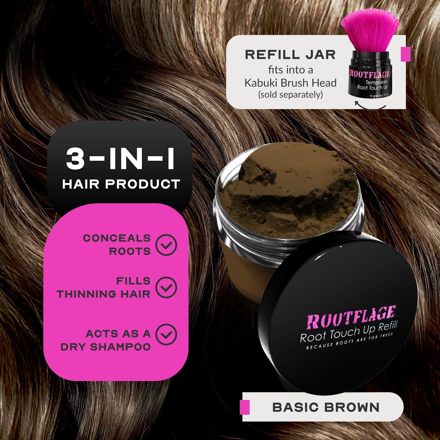 Rootflage Temporary Root Touch Up Refill (Basic Brown) Beauty & Personal Care Rootflage