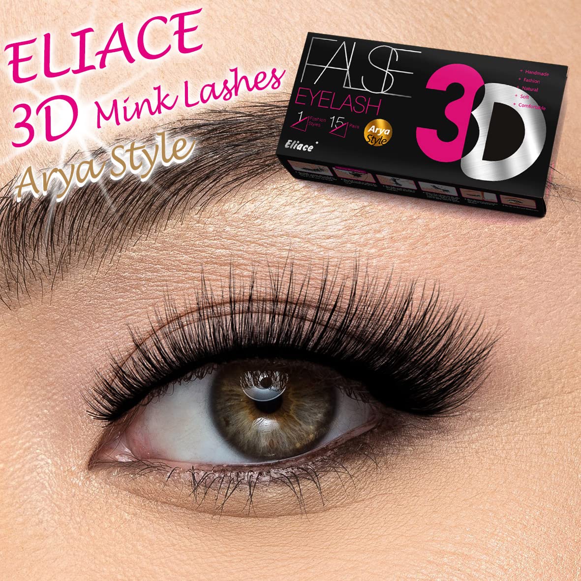 Eliace False Eyelashes Natural look Cat Eye Lashes Wispy Strips,15 Pairs 3D Mink Lashes Fake Eyelashes Volume Fluffy Thin Soft Band Comfortable Long Beauty & Personal Care Eliace