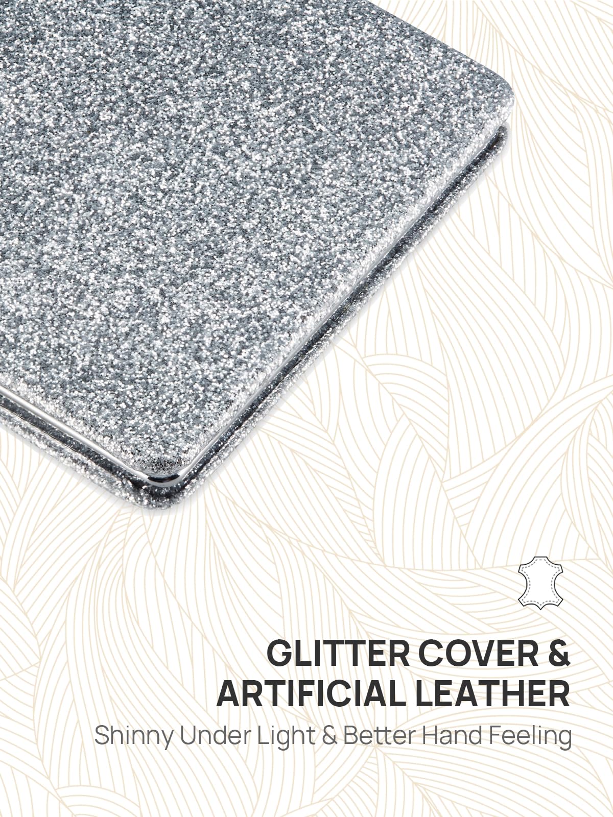 OMIRO Compact Mirror, Glitter PU 1X/3X Magnification, Ultra Portable for Purses (Silver) Beauty & Personal Care OMIRO