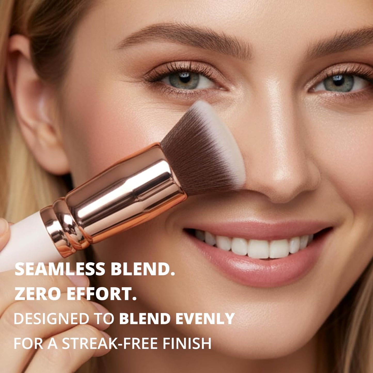 Lamora Makeup Brush Foundation Kabuki - Flat Top Face Brush for Liquid, Cream, and Powder Cosmetics - Full Coverage Blending, Buffing, Stippling Beauty & Personal Care Lamora