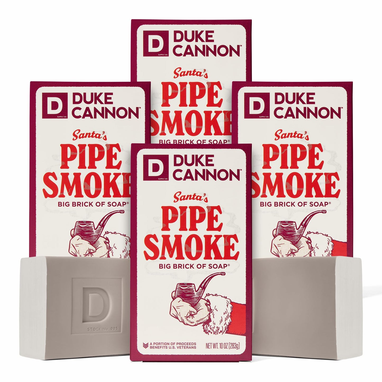 Duke Cannon Holiday Limited-Edition Santa's Pipe Smoke Big Brick of Soap - 10oz Bar, Triple Milled, Supports U.S. Veterans, 4 Pack Beauty & Personal Care Duke Cannon Supply Co.