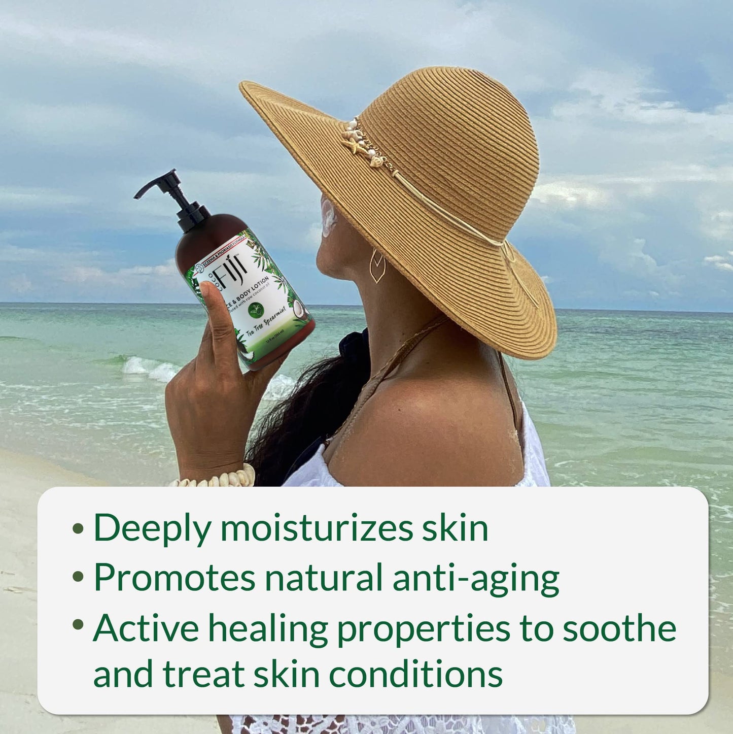 Coco Fiji Face & Body Lotion Infused With Coconut Oil | Lotion for Dry Skin | Moisturizer Face Cream & Massage Lotion for Women & Men | Tea Tree Beauty & Personal Care Organic Fiji