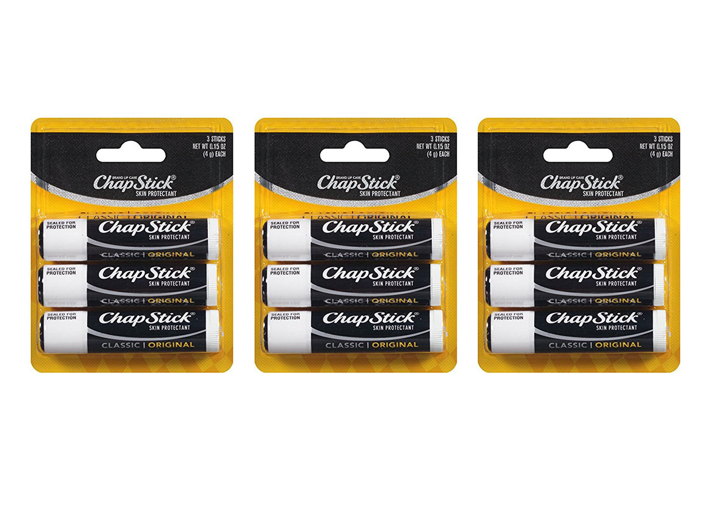 ChapStick Classic Original Skin Protectant (3-Count (Pack of 4), 0.15 Ounce Each) Beauty & Personal Care ChapStick