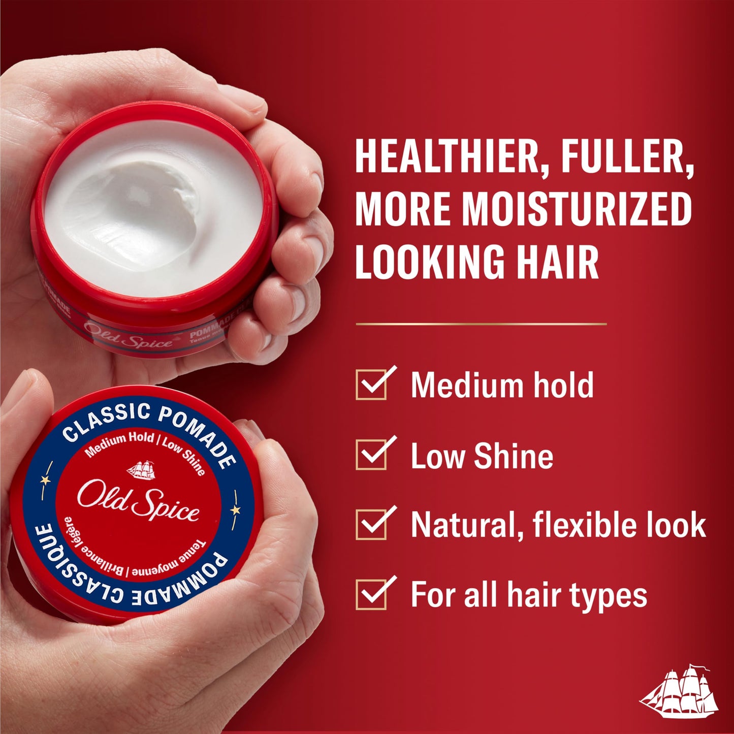 Old Spice Mens Hair Pomade, Medium Hold, Low Shine, Mens Hair Styling, 2.22 oz Beauty & Personal Care Old Spice