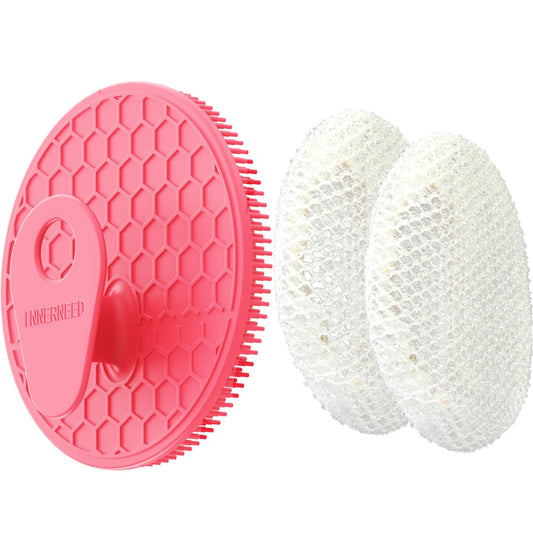 INNERNEED Food-Grade Silicone Body Scrubber Gentle Cleansing Brush with Exfoliating Net Sponge Bath Scrubbing Washcloth Case, More Hygienic and Well Beauty and Personal Care INNERNEED