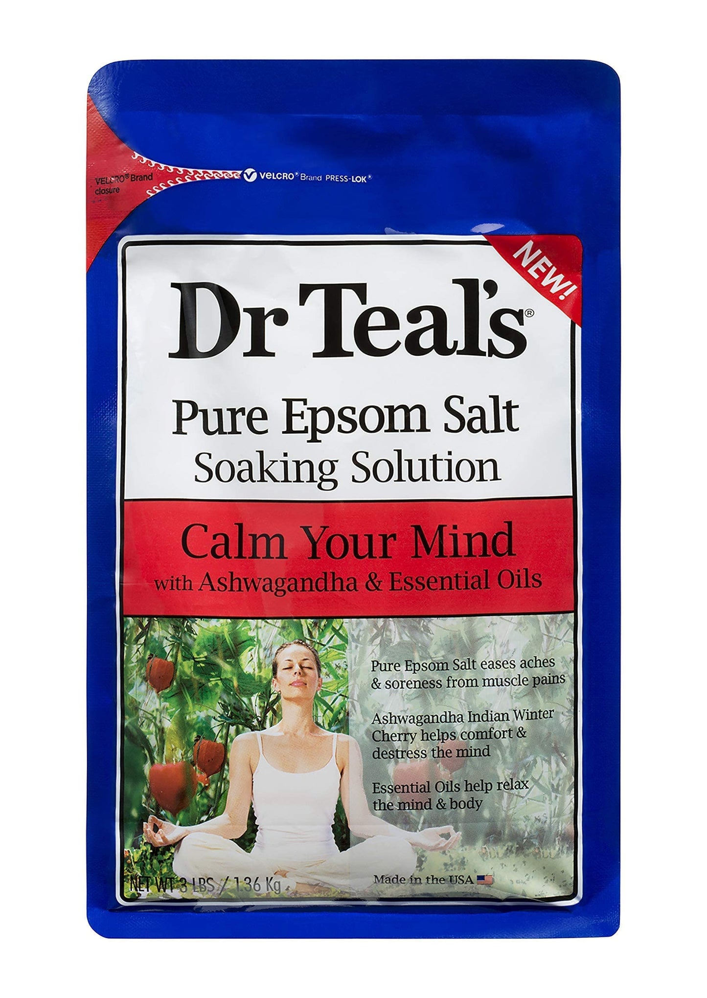 Teal's Pure Epsom Salt Soak, Calm Your Mind Ashwagandha, 3 Lbs (Pack of 2) Product package may vary Beauty and Personal Care Dr Teal's