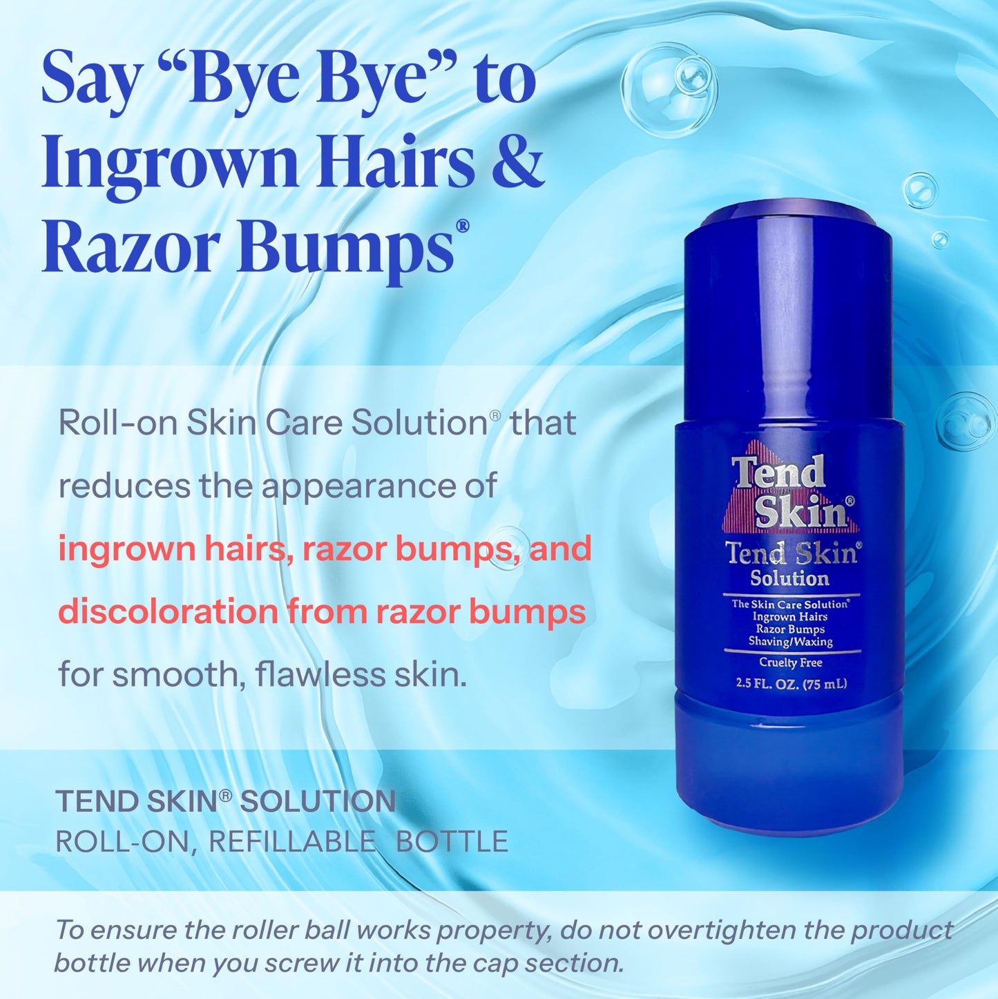 Tend Skin Refillable Roll-On Solution For Razor Bumps & Ingrown Hair 2.5 Oz Beauty and Personal Care Tend Skin