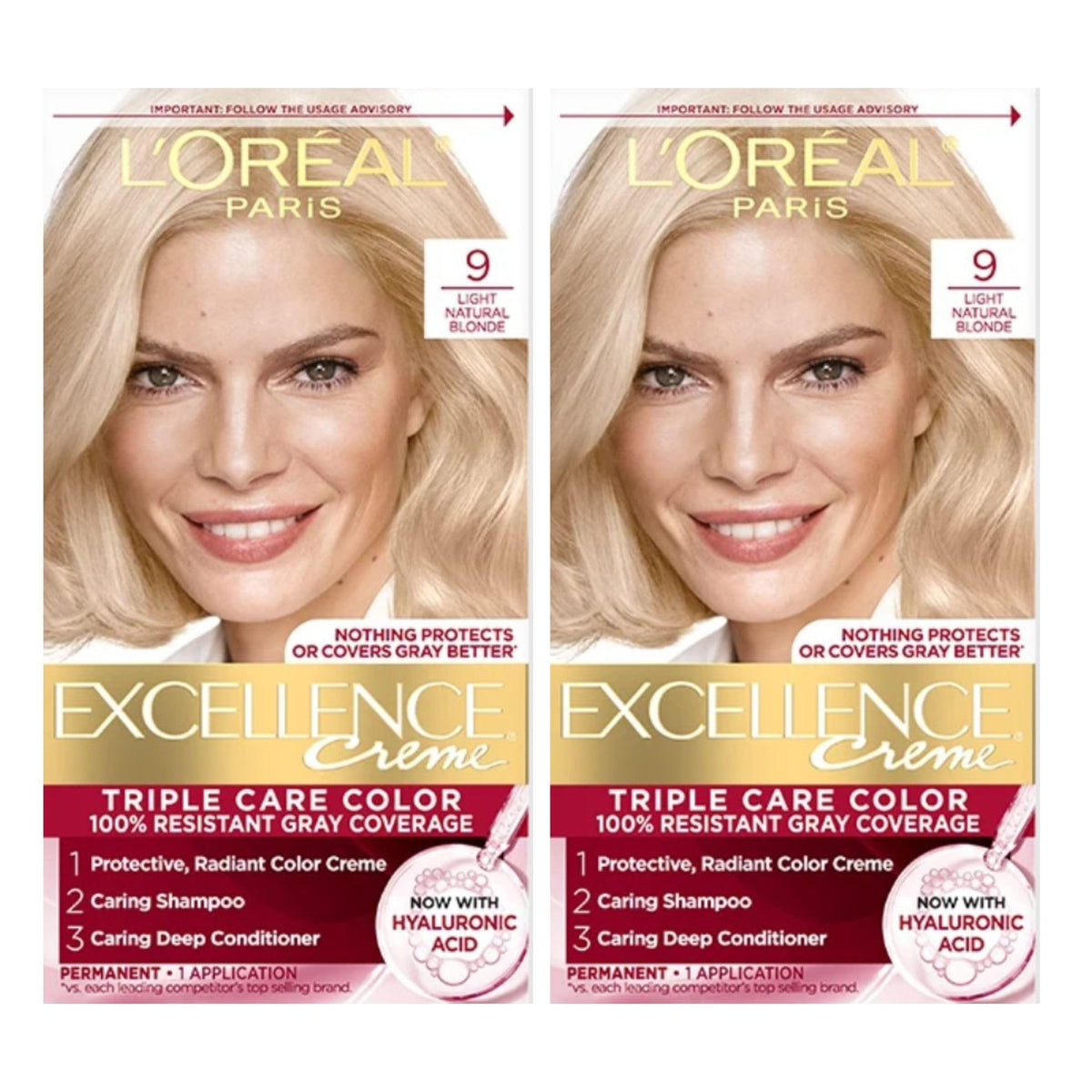 L'Oreal Paris Excellence Creme Haircolor, Light Natural Blonde [9] 1 ea (Pack of 2)