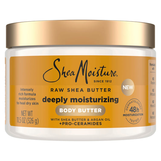 SheaMoisture Deeply Moisturizing Body Butter with Raw Shea Butter, Argan Oil and Pro-Ceramides, Rich Hydration & Healing of Dry Skin, 48H Moisturizing Beauty & Personal Care Shea Moisture