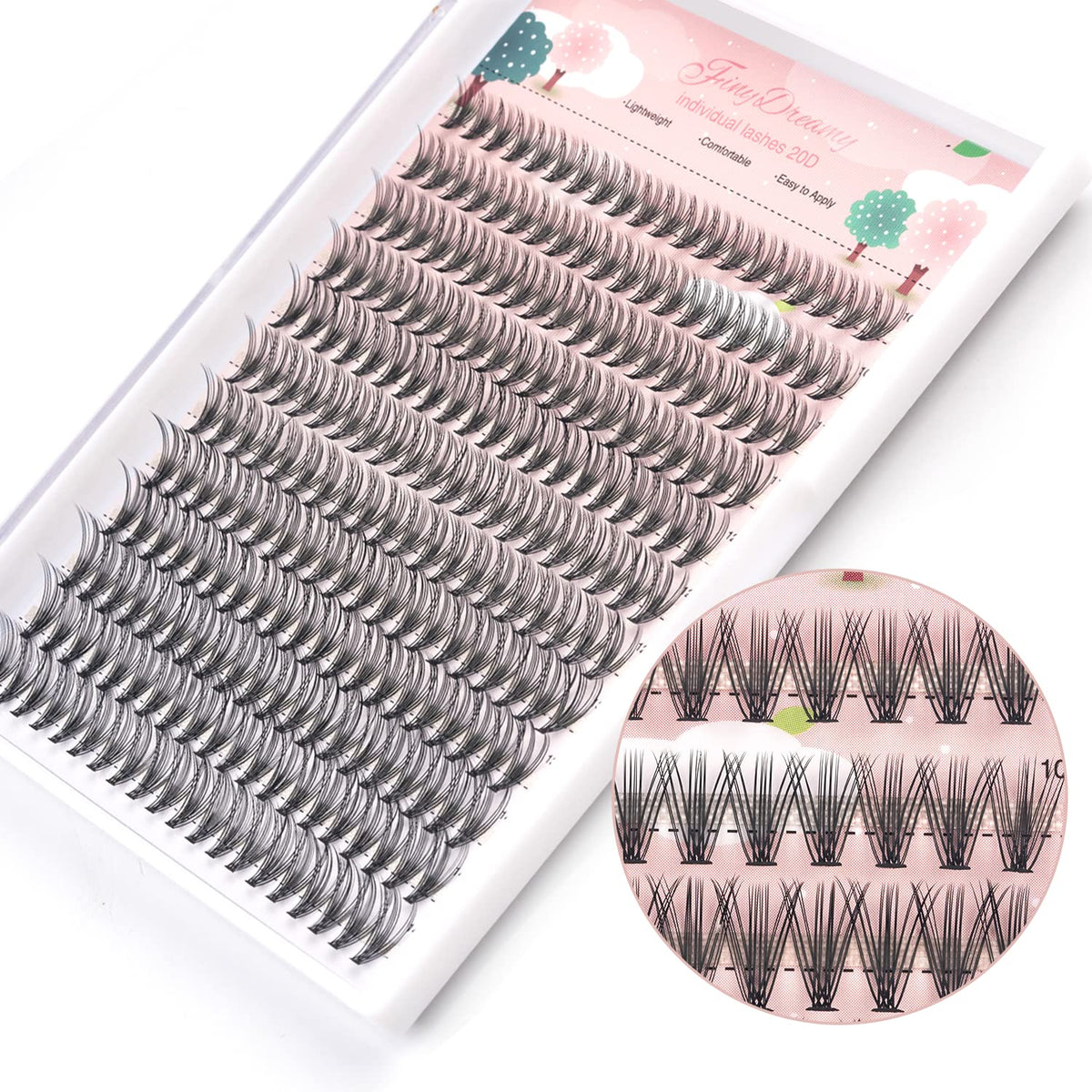 20D Lash Clusters, 240pcs Individual Lashes Extensions Volume Cluster Lashes, 10-14mm Mix Lengths 20 Roots C Curl 0.07mm Thickness eyelash and Apply Beauty & Personal Care FinyDreamy